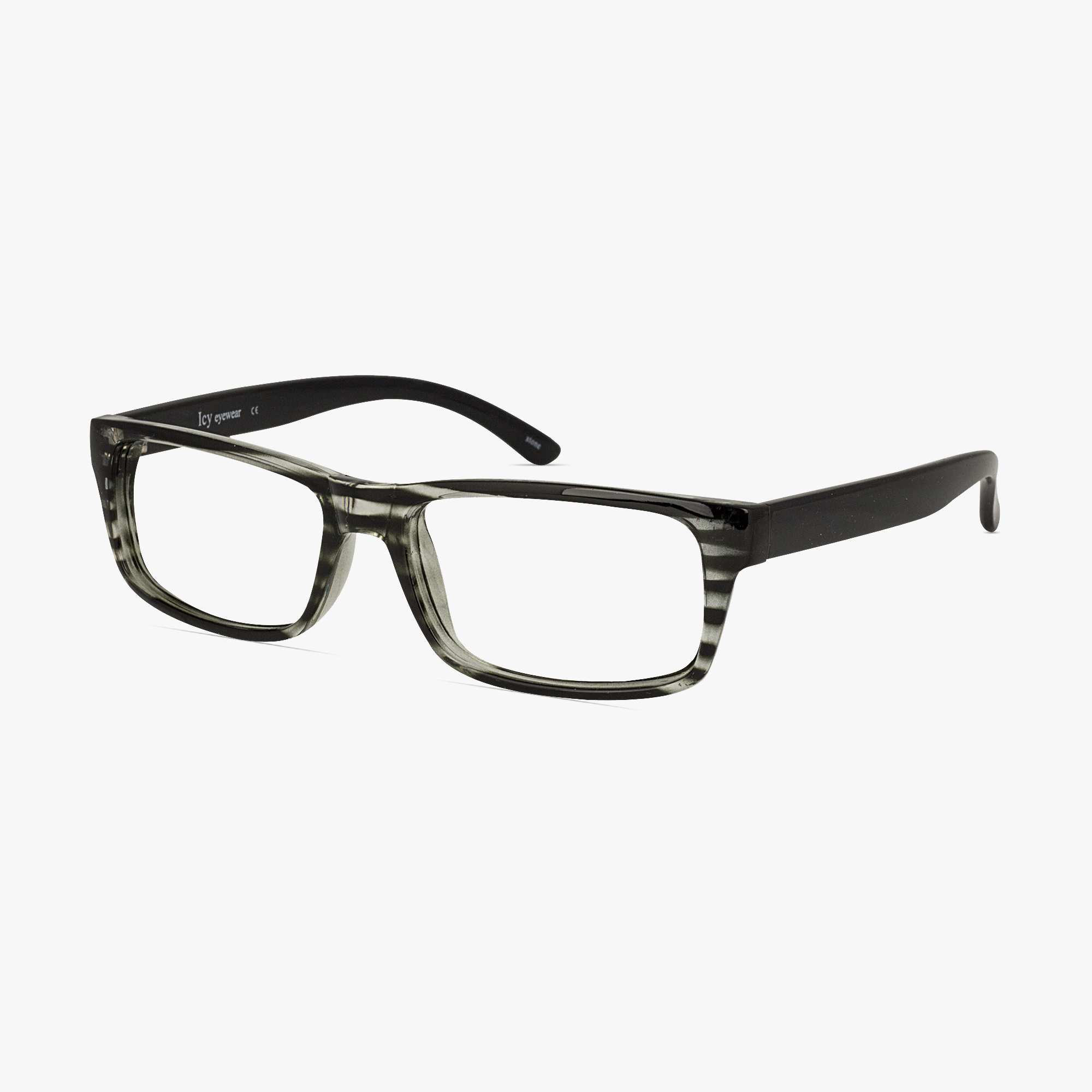 Icy 160 Rectangular Striped Urban Line Glasses for Men and Women from Framesfoundry - Angle View