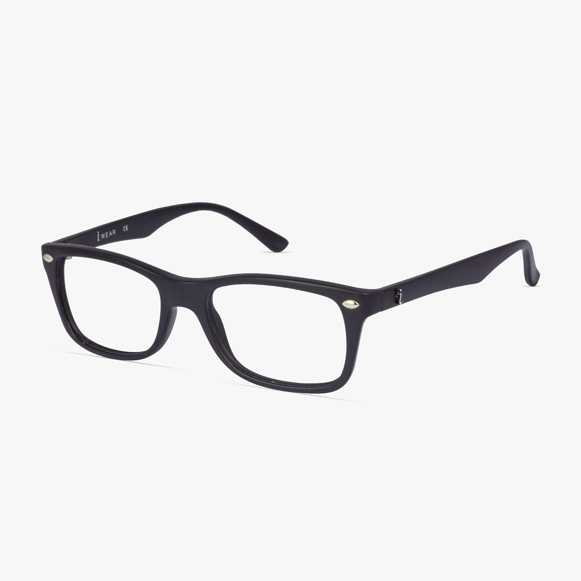 IWear 2040 Satin Black Glasses for Men or Women from Framesfoundry - Angle View