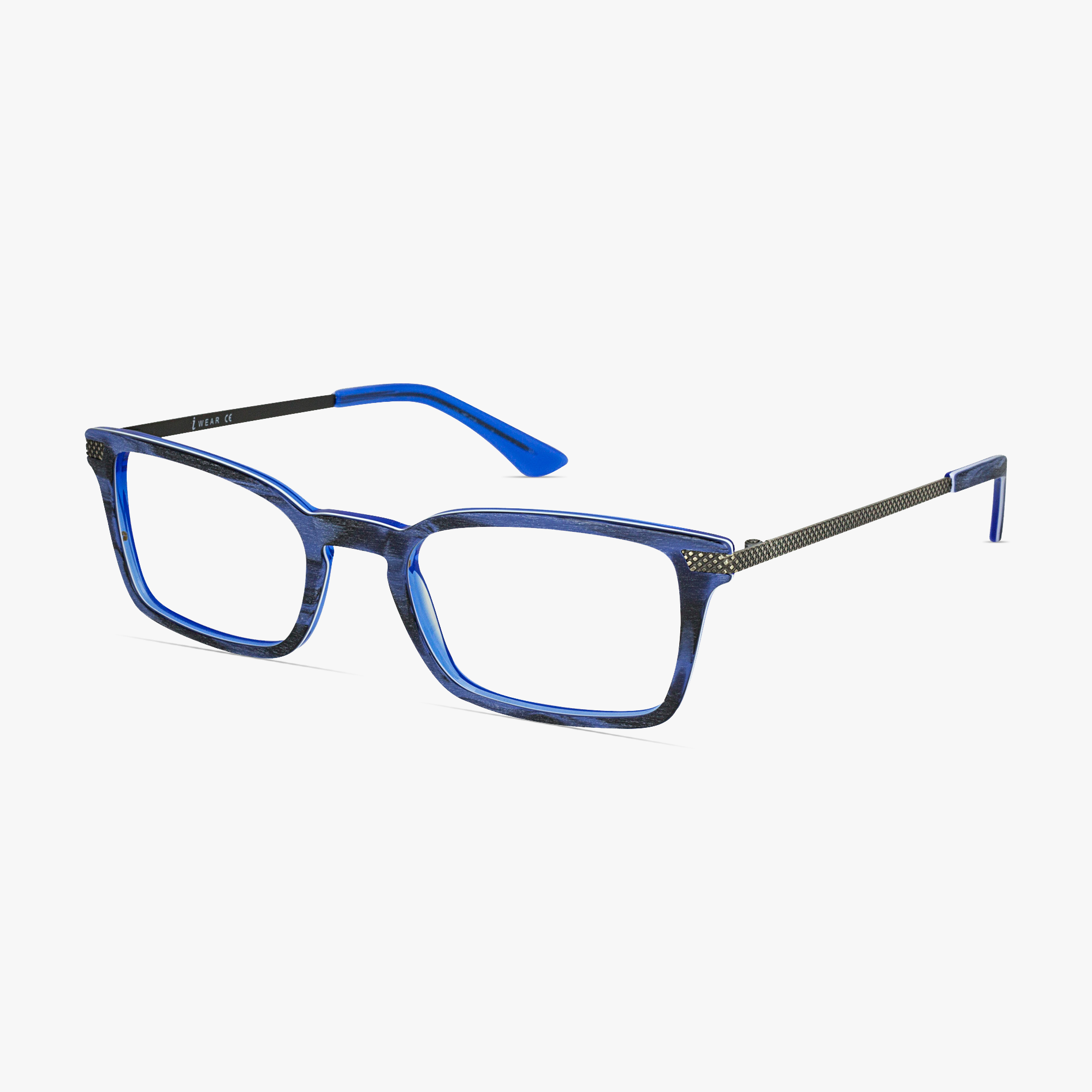 iWear 5082 Blue Bark Wood Finish Glasses for Men from Framesfoundry - Angle View
