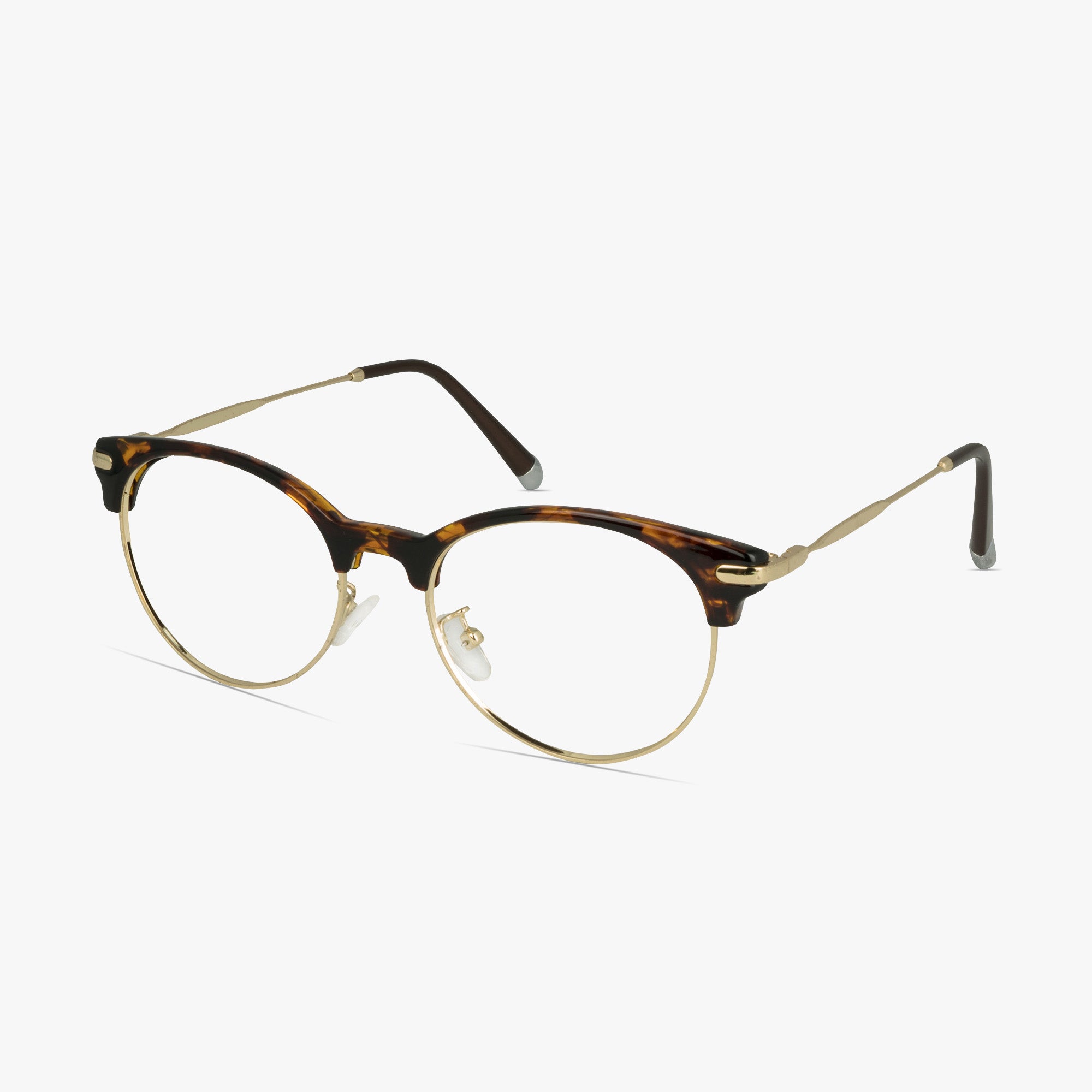 Alex Retro Round Mixed Material Glasses in Tortoise Shell by Framesfoundry - Angle View