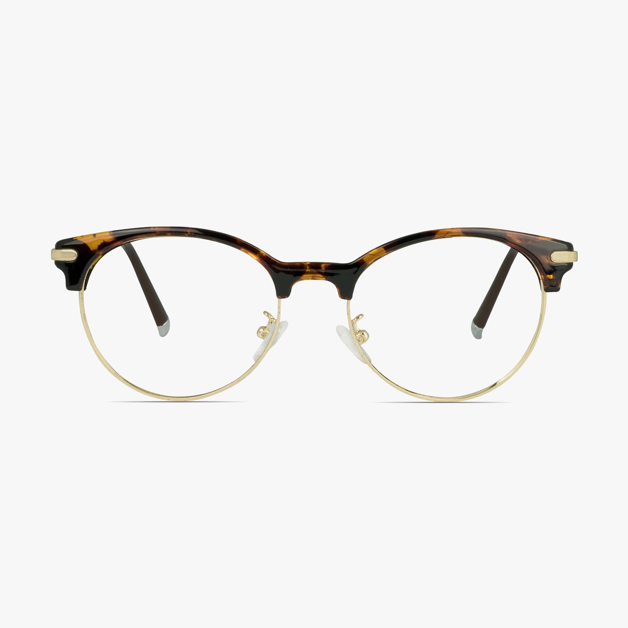 Alex Retro Round Mixed Material Glasses in Tortoise Shell by Framesfoundry - Front View