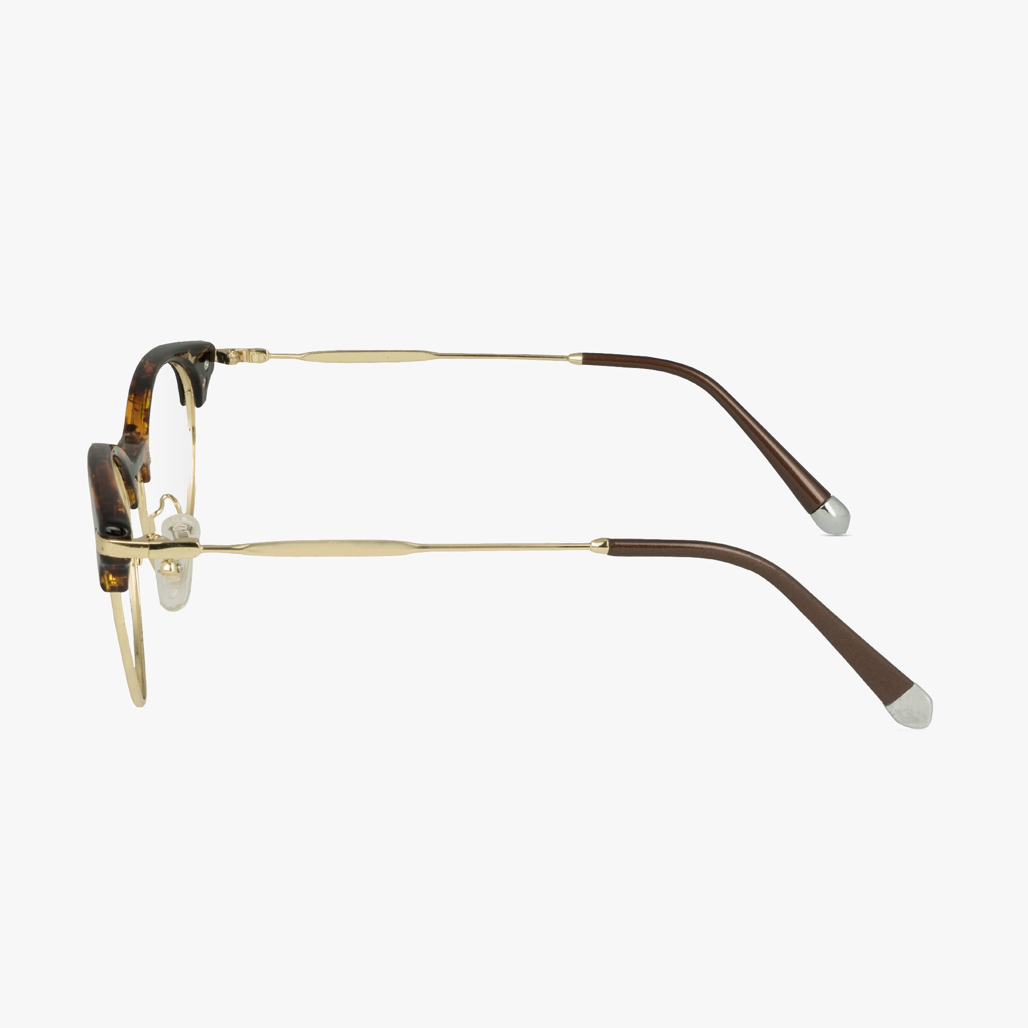 Alex Retro Round Mixed Material Glasses in Tortoise Shell by Framesfoundry - Side View