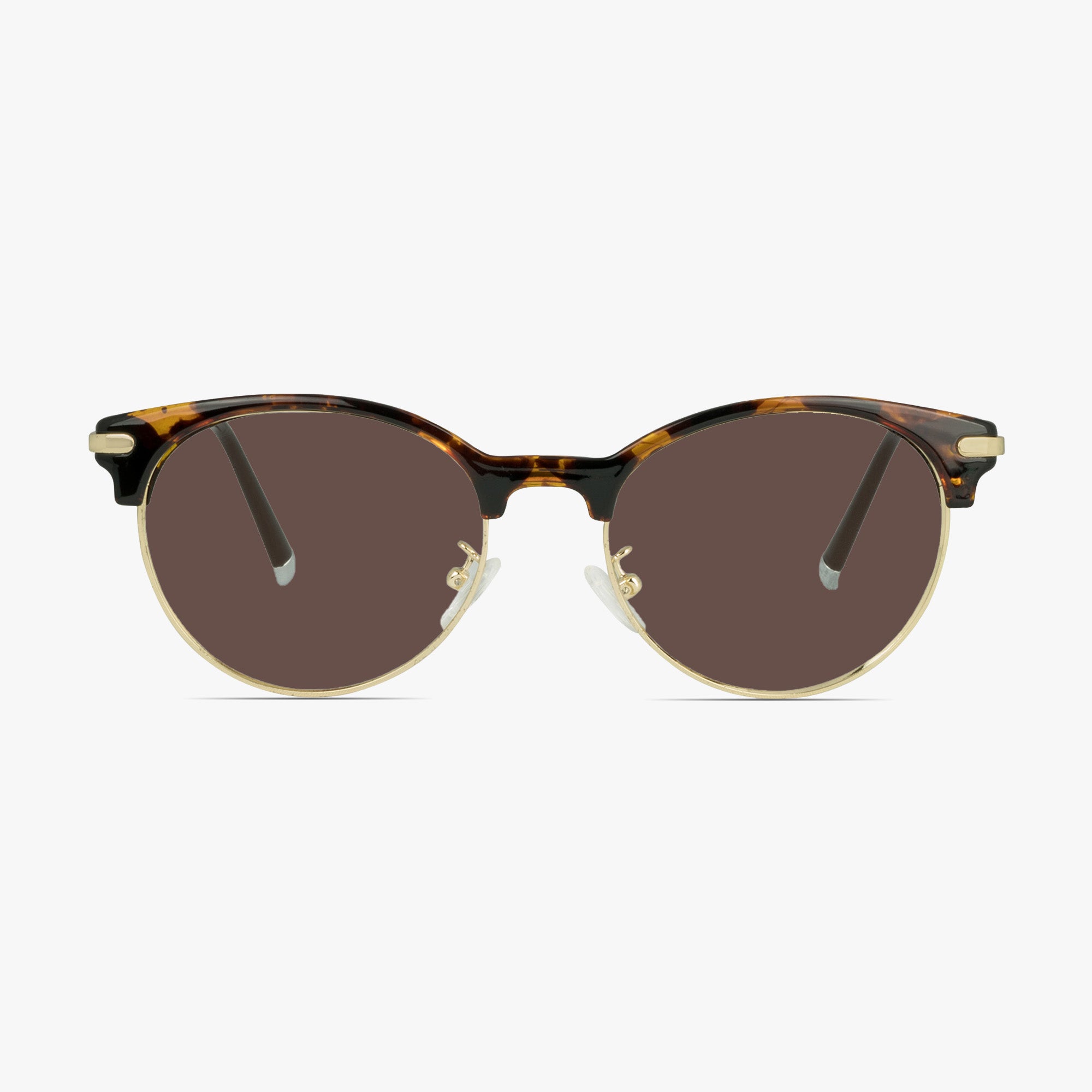Alex Retro Round Mixed Material Glasses in Tortoise Shell by Framesfoundry - Sunglasses Front View