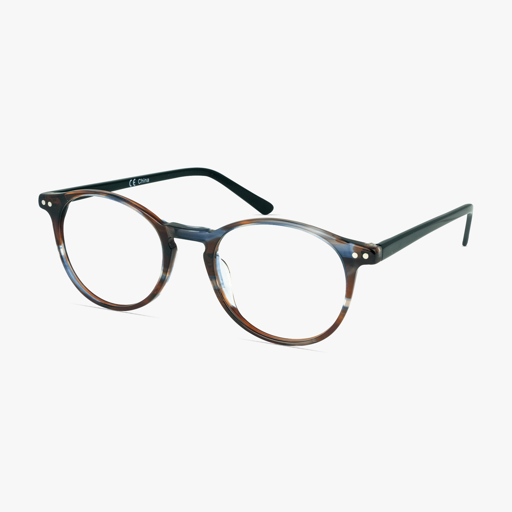 Liverpool Dark Brown Mottle Round Glasses for Men and Women from Framesfoundry - Angle View
