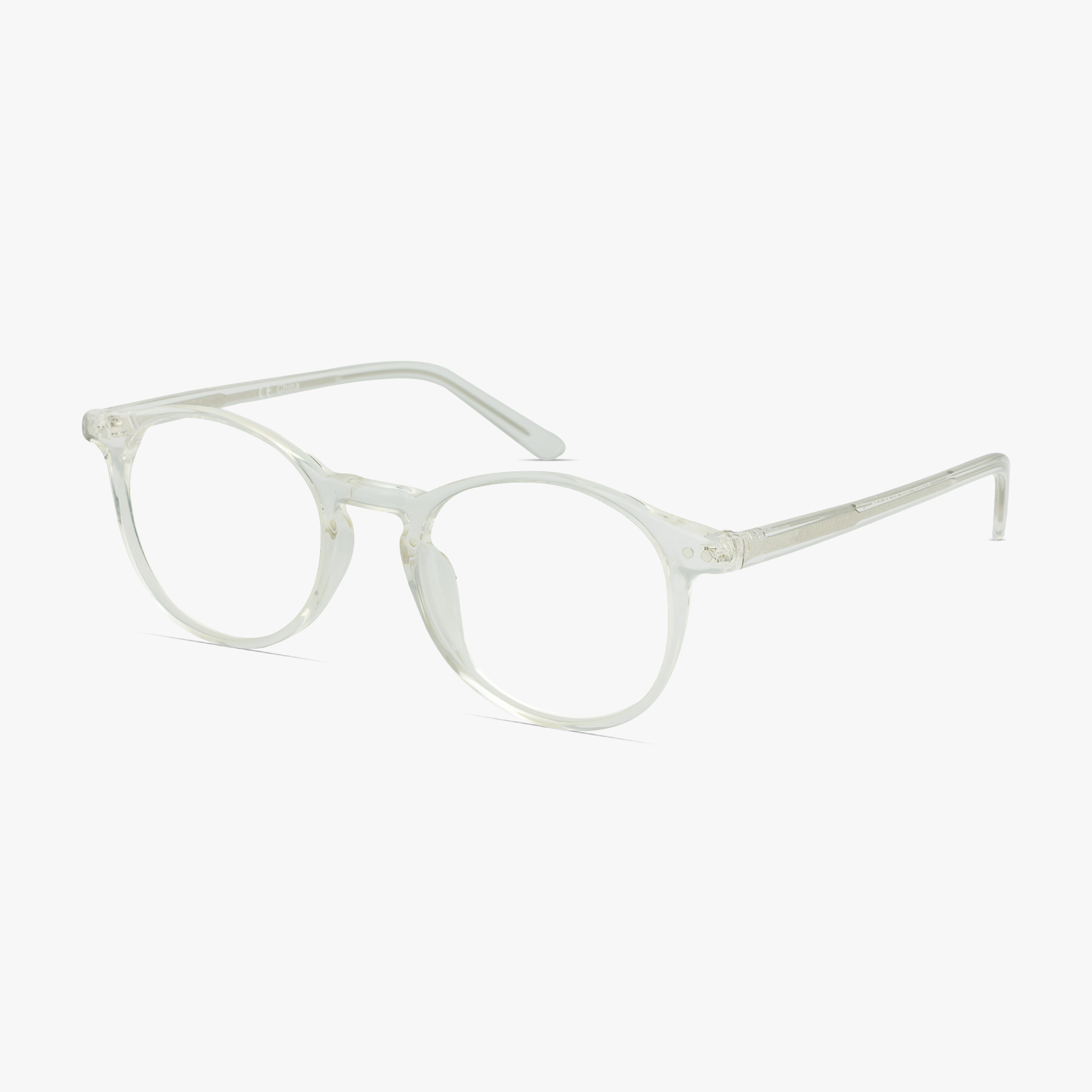 Liverpool Crystal Clear Round Glasses for Men and Women from Framesfoundry - Angle View