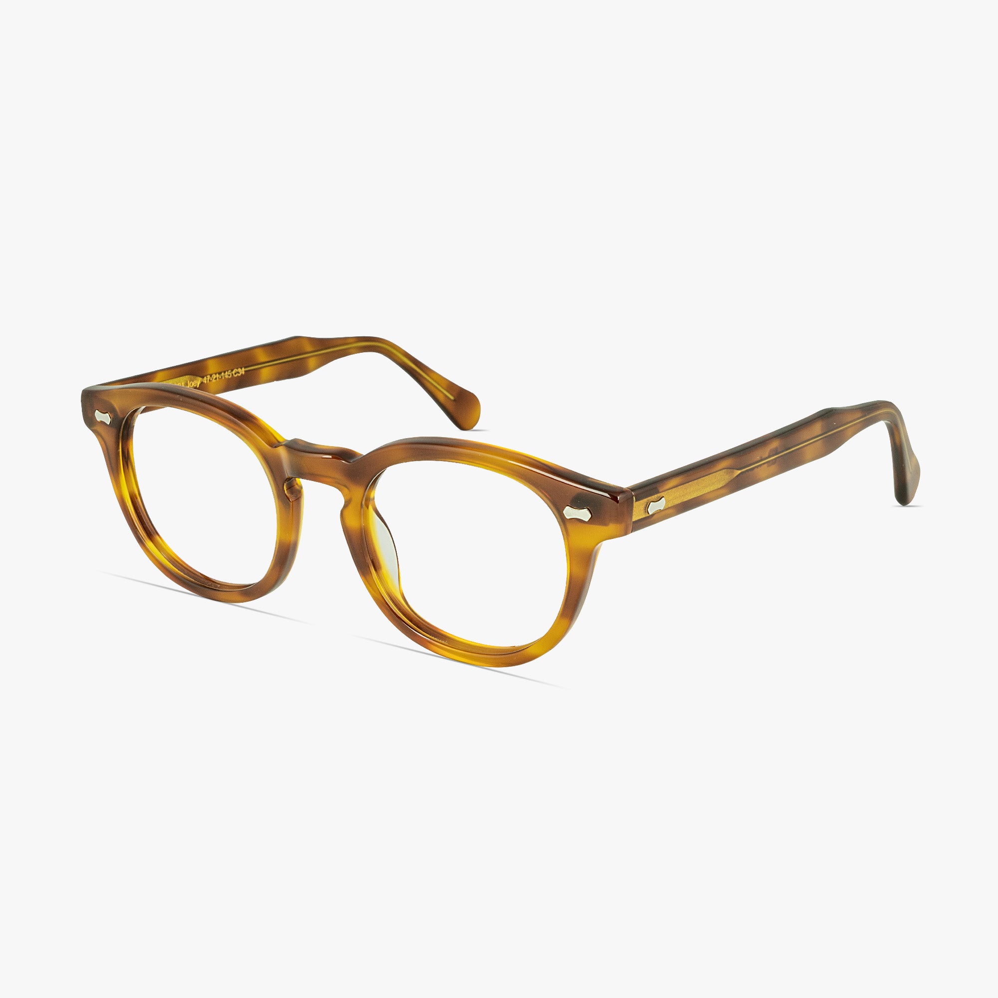 Joey Caramel Brown Round Glasses for Men or Women from Framesfoundry - Angle View