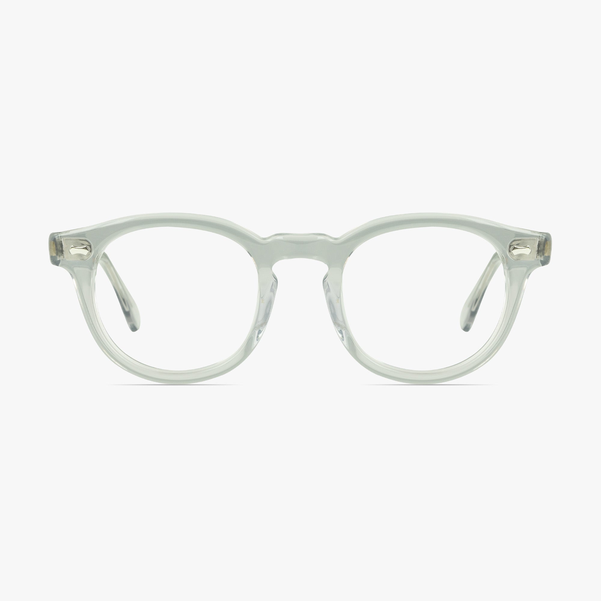 Joey Crystal Clear Round Glasses for Men or Women from Framesfoundry - Front View