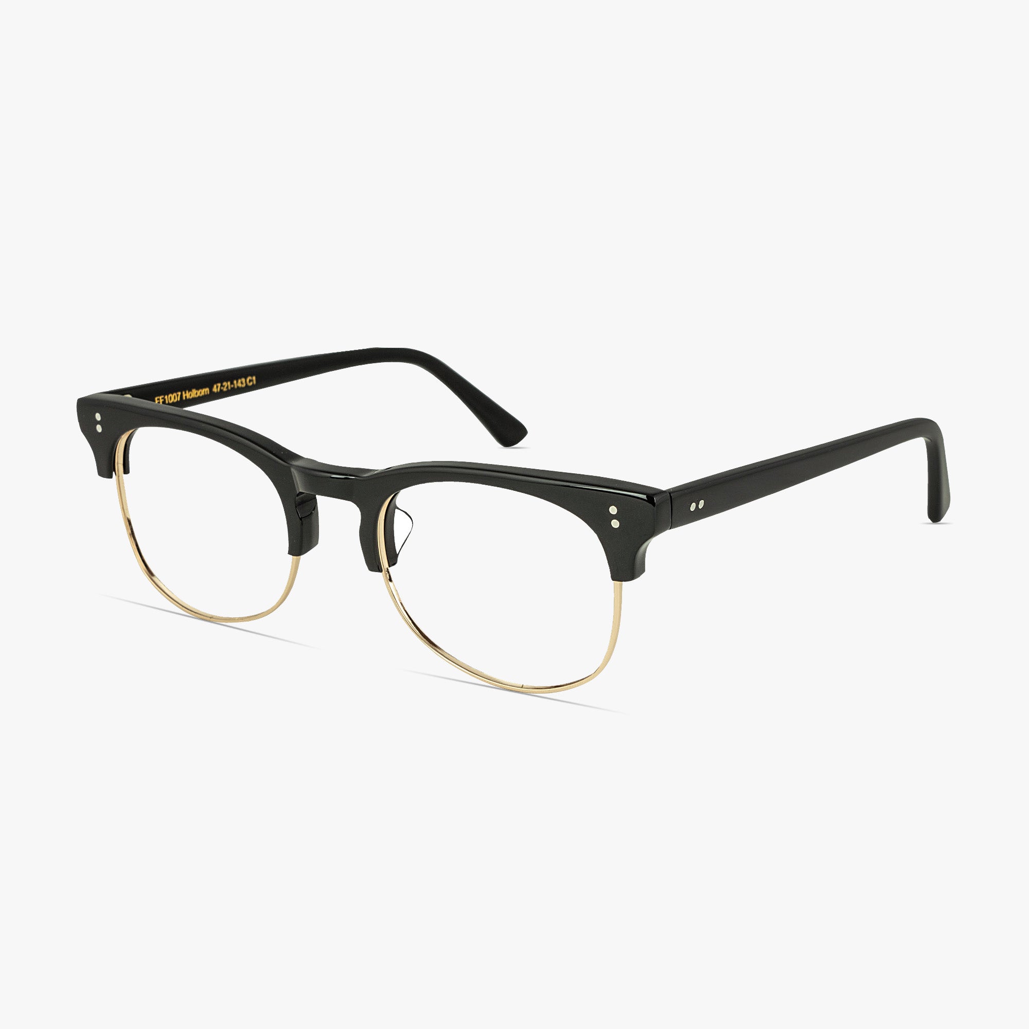 Holborn Oval Black Retro Glasses for Men and Women from Framesfoundry - Angle View