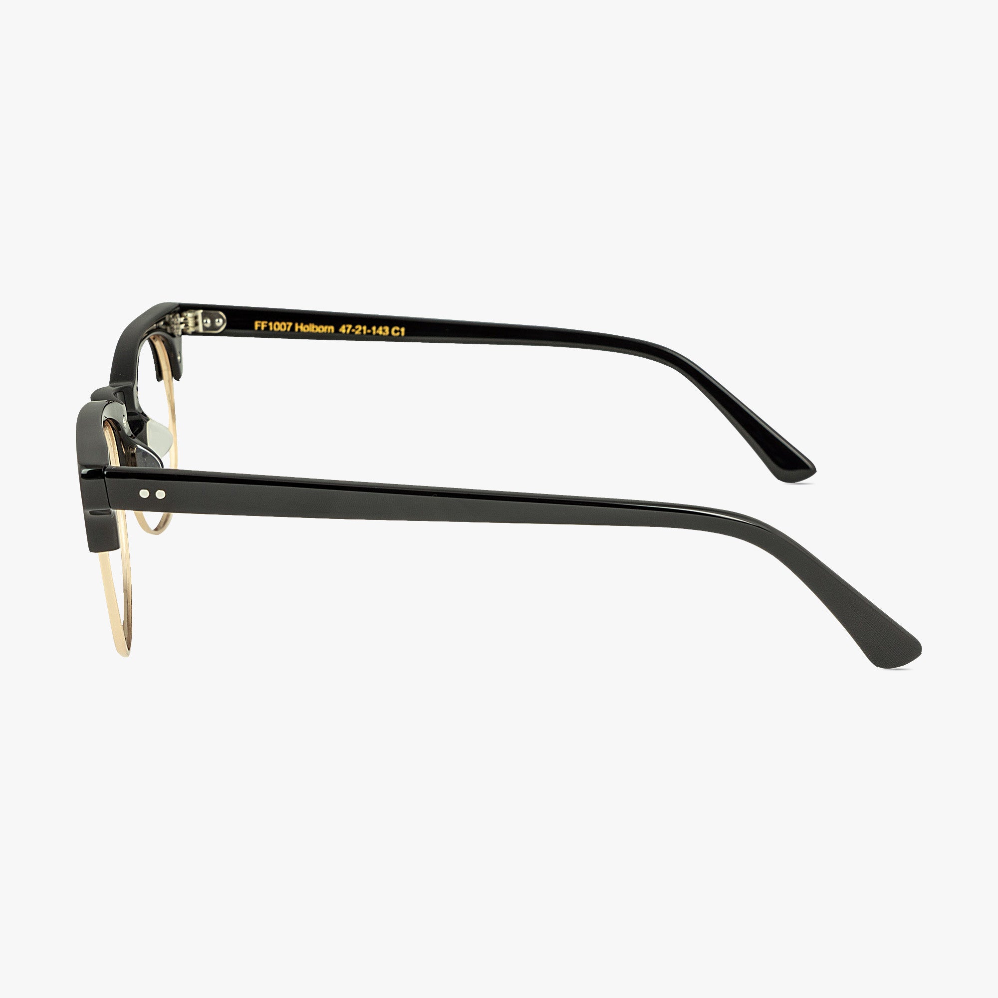 Holborn Oval Black Retro Glasses for Men and Women from Framesfoundry - Side View