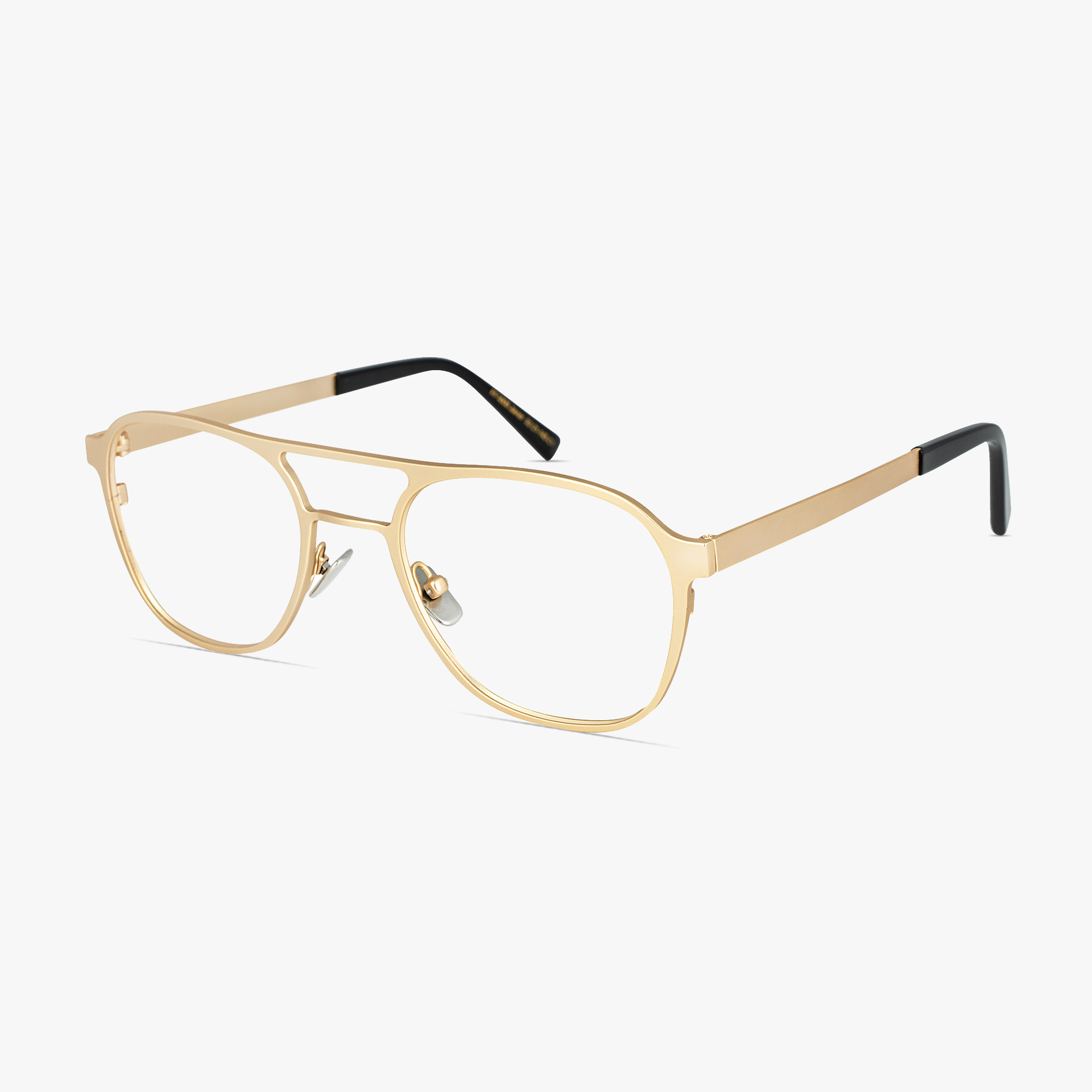 Javier Square Aviator Matt Gold Glasses for men and women from FramesFoundry – Angle View