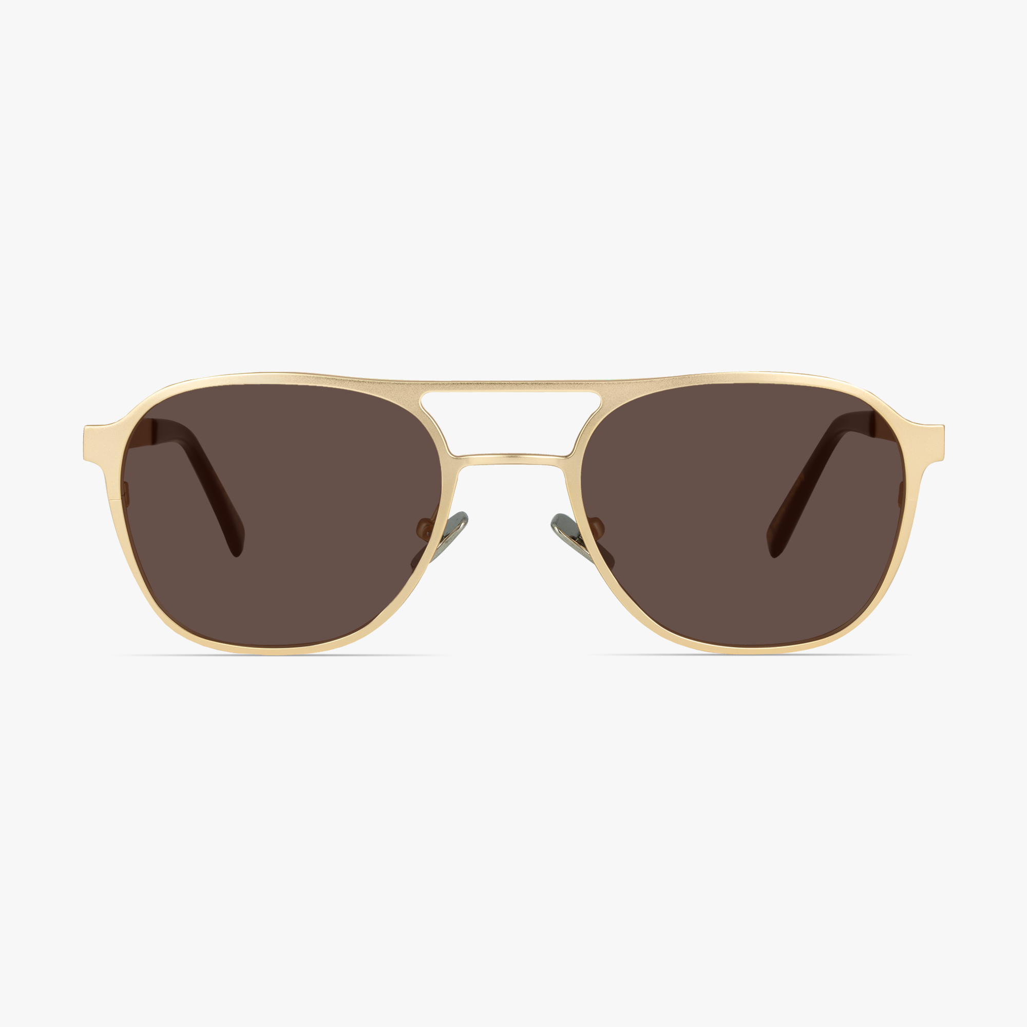 Javier Square Aviator Matt Gold Sunglasses for men and women from FramesFoundry – Front View