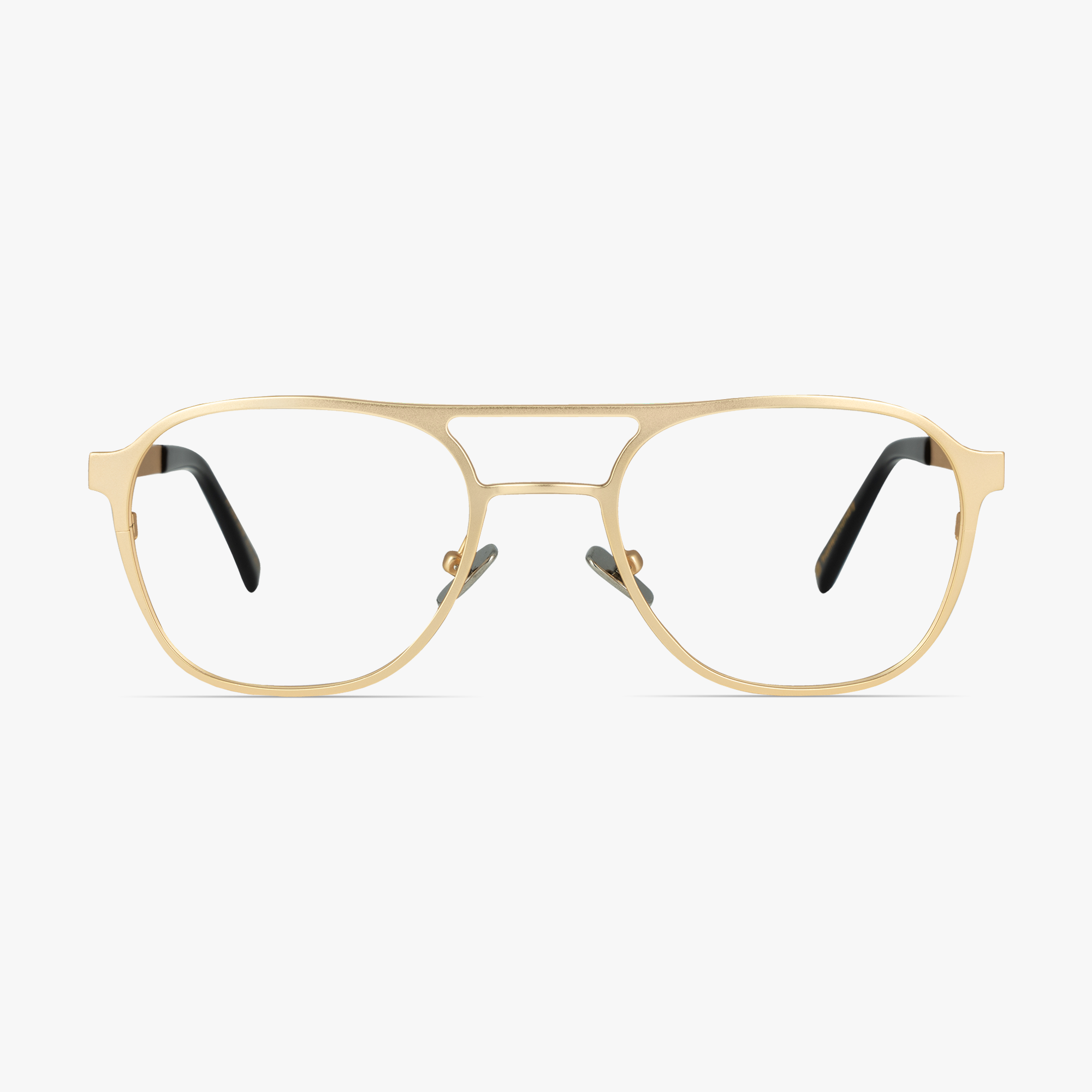 Javier Square Aviator Matt Gold Glasses for men and women from FramesFoundry – Front View