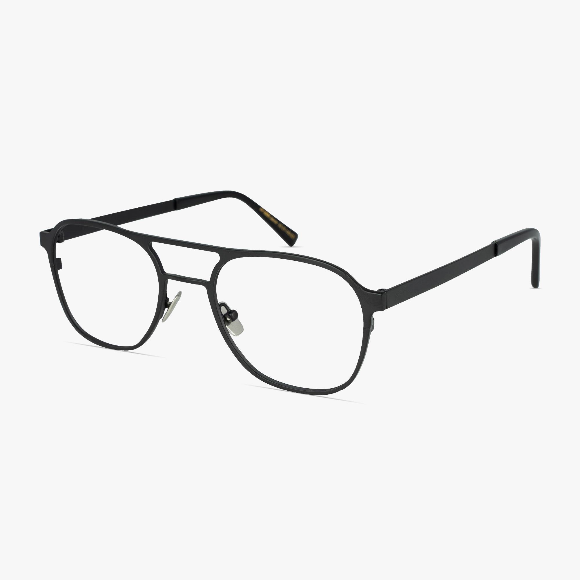 Javier Square Aviator Matt Black Glasses for men and women from FramesFoundry – Angle View