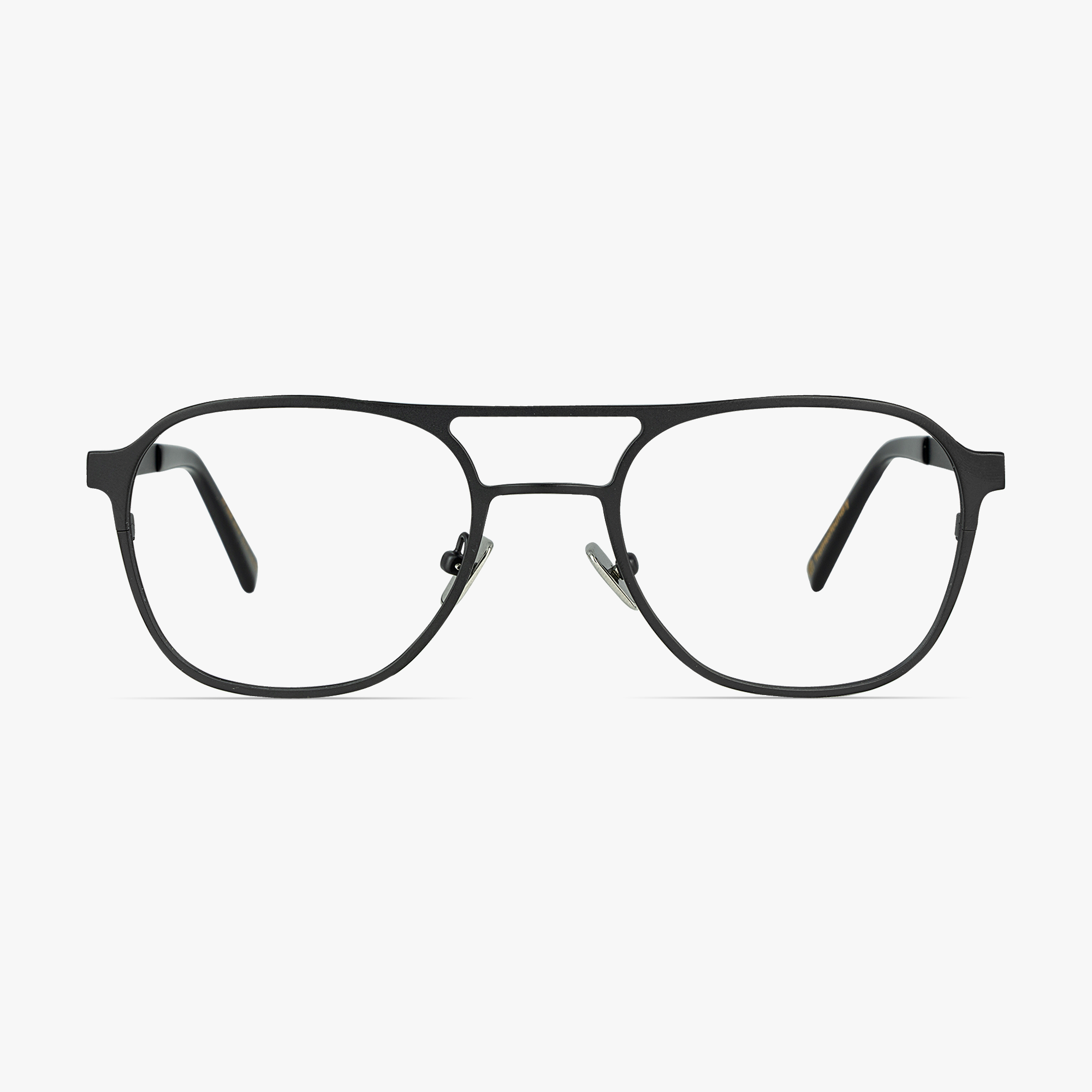 Javier Square Aviator Matt Black Glasses for men and women from FramesFoundry – Front View