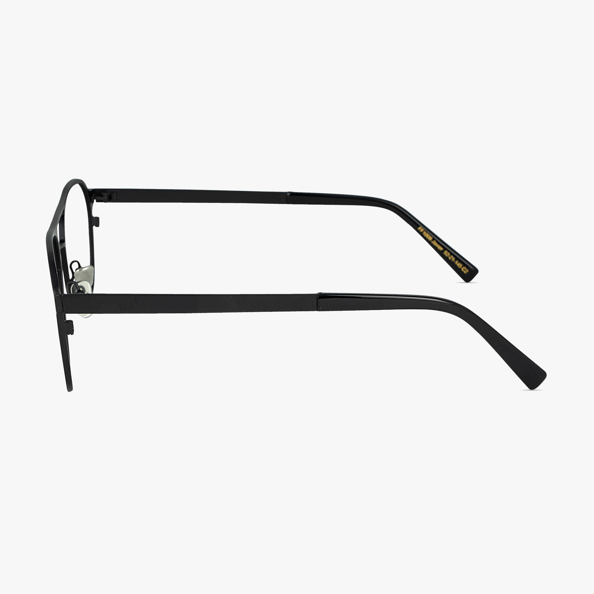 Javier Square Aviator Matt Black Glasses for men and women from FramesFoundry – Side View