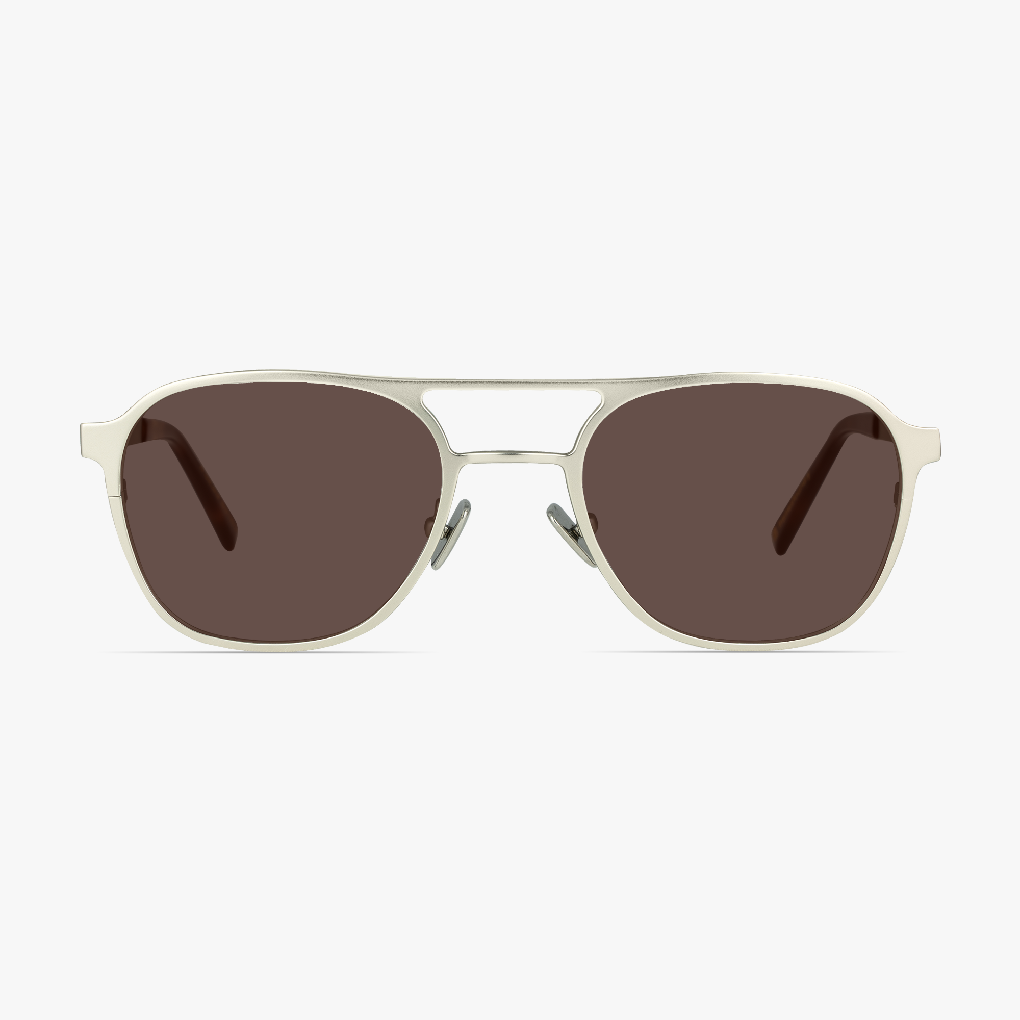 Javier Square Aviator Matt Silver Sunglasses for men and women from FramesFoundry – Front View