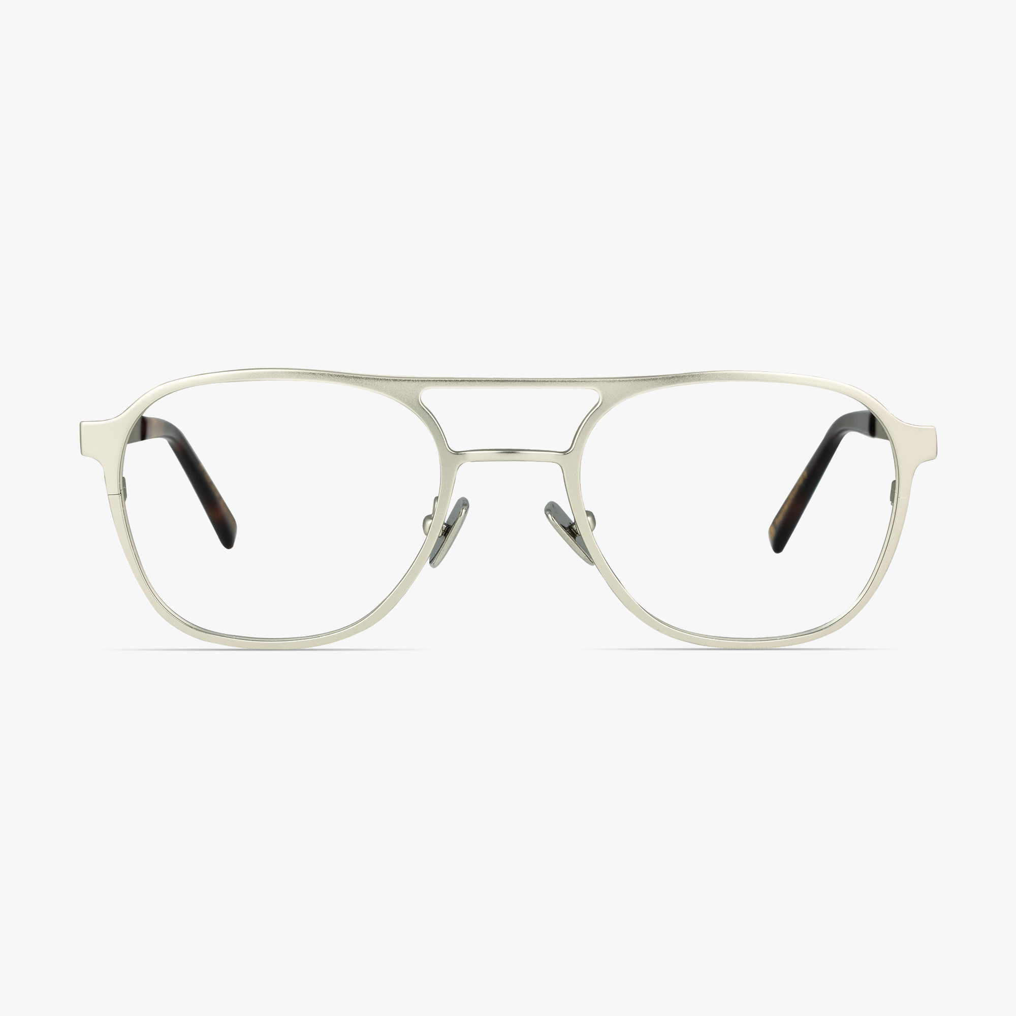 Javier Square Aviator Matt Silver Glasses for men and women from FramesFoundry – Front View