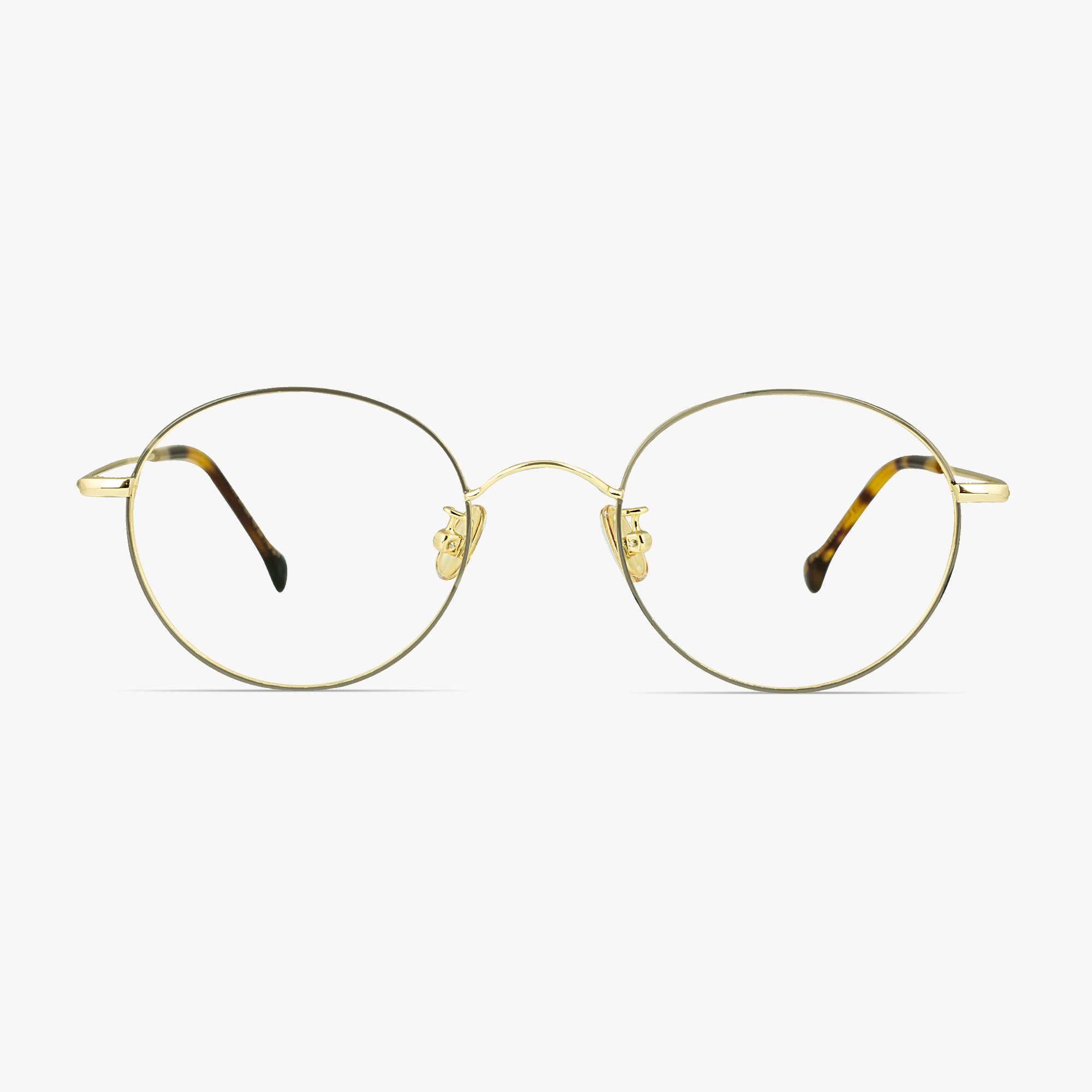 Simone Black Gold Round Glasses for men and women from FramesFoundry – Front View