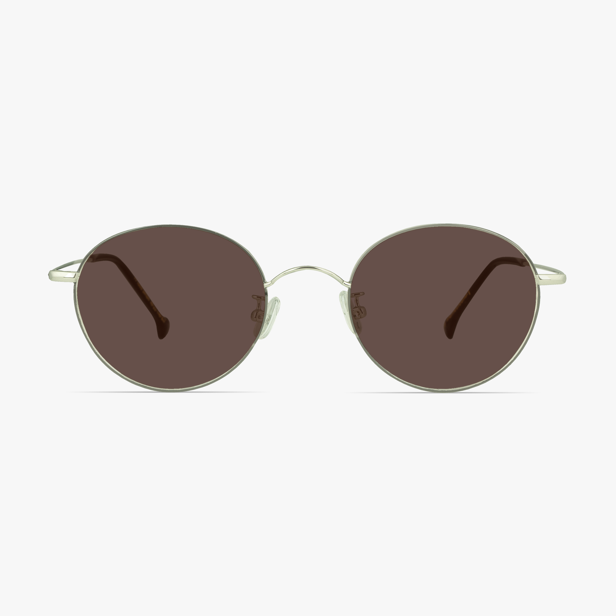 Side View - Simone Black Silver Round Sunglasses for women from FramesFoundry – Front View