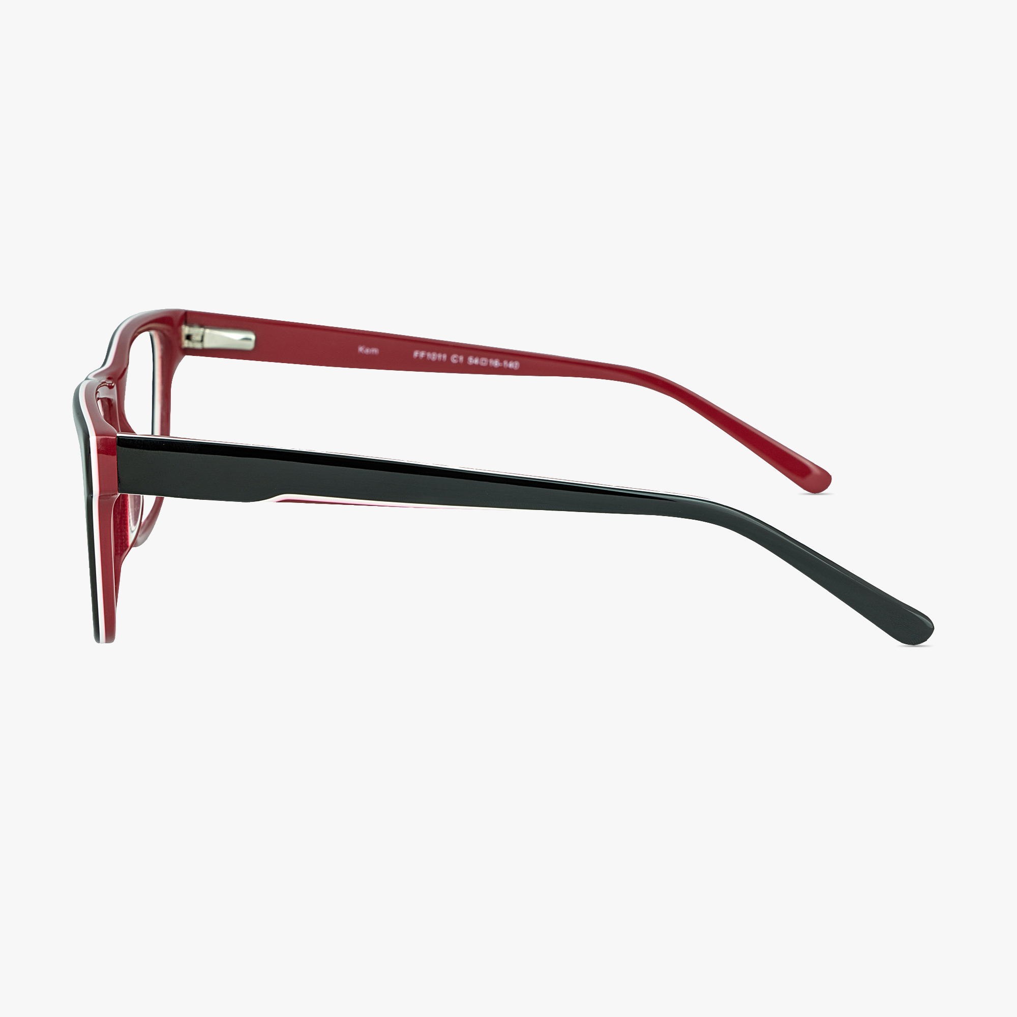 Kem Square Black Red Glasses for men and women from FramesFoundry – Side View