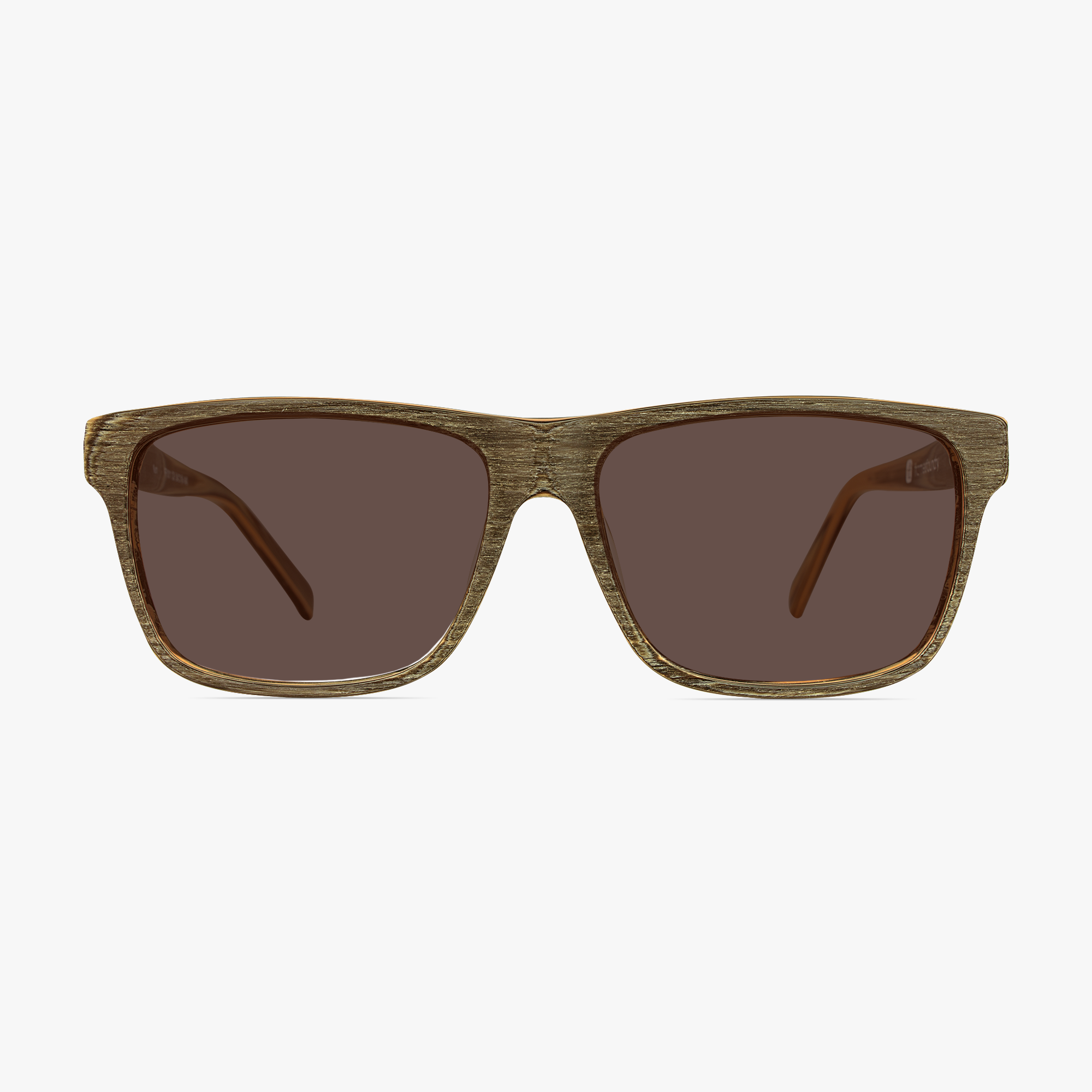 Kem Square Dark Wood Grain Sunglasses for men and women from FramesFoundry – Front View