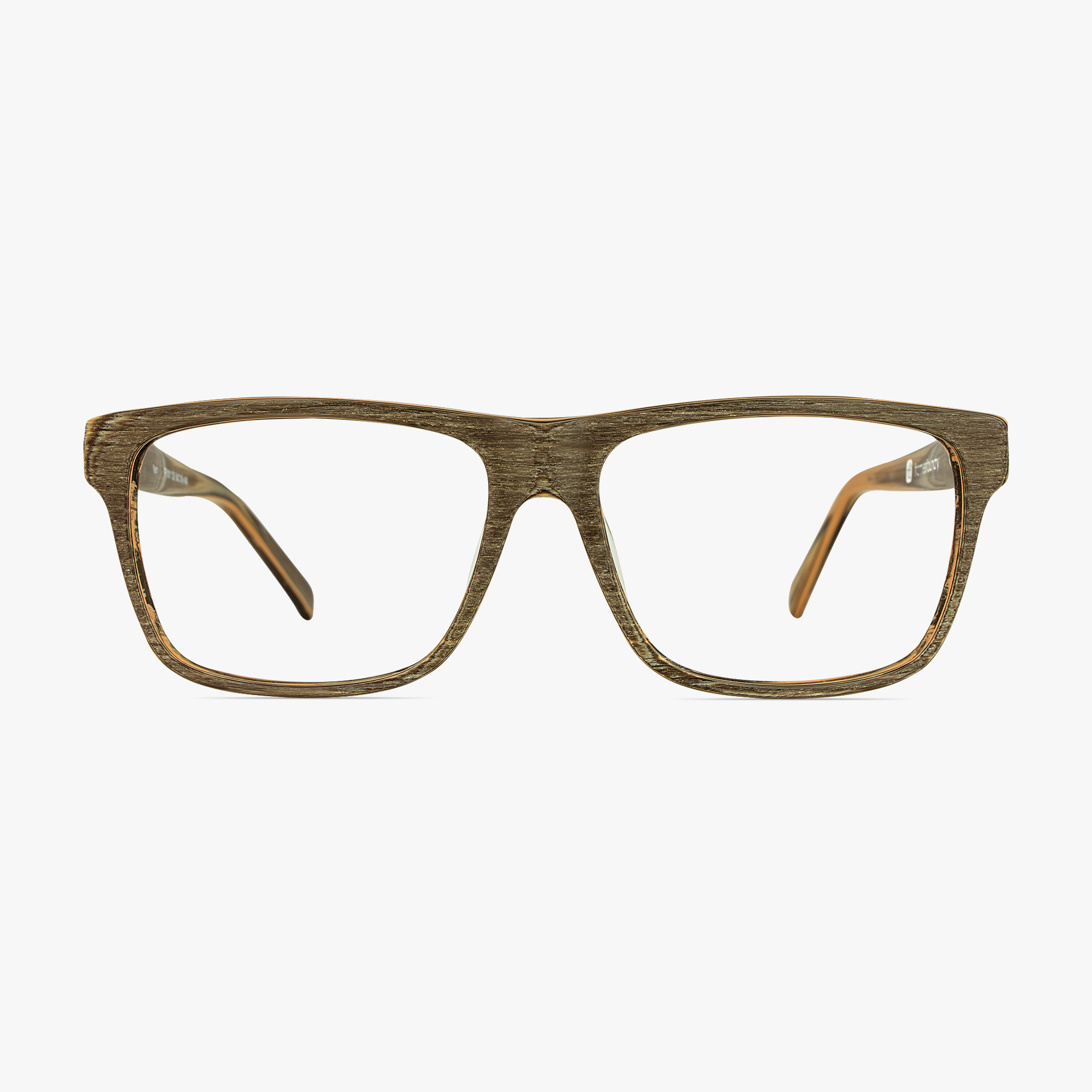 Kem Square Dark Wood Grain Glasses for men and women from FramesFoundry – Front View