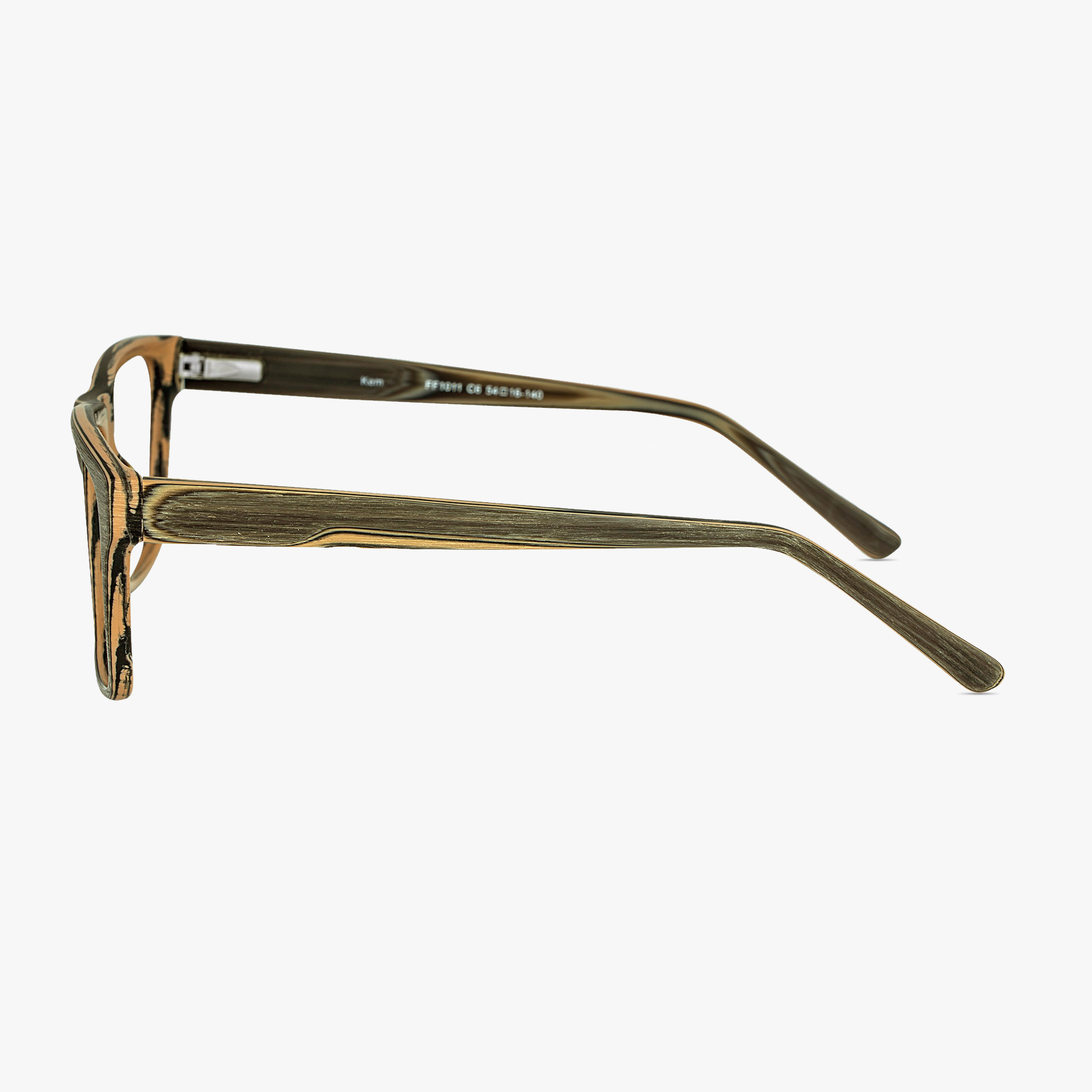 Kem Square Dark Wood Grain Glasses for men and women from FramesFoundry – Side View