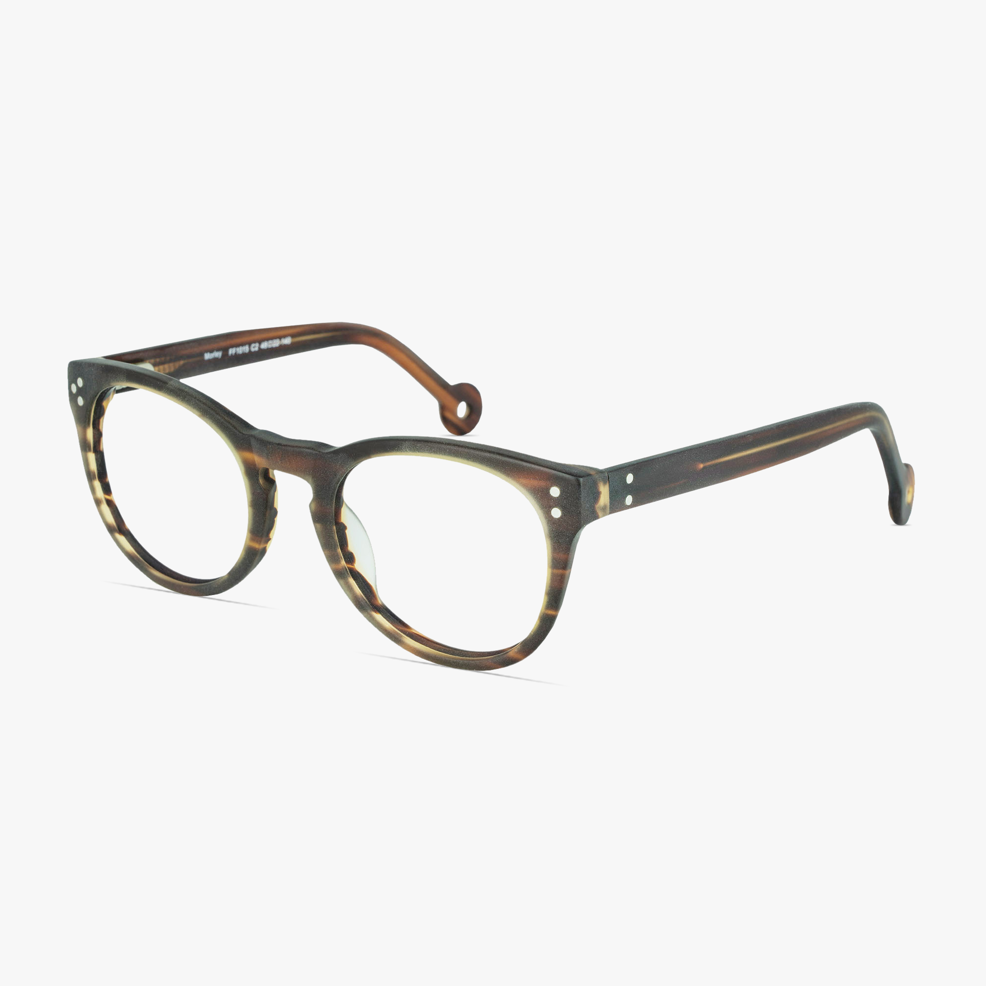 Morley Coffee Mist Round Glasses for men from FramesFoundry – Angle View