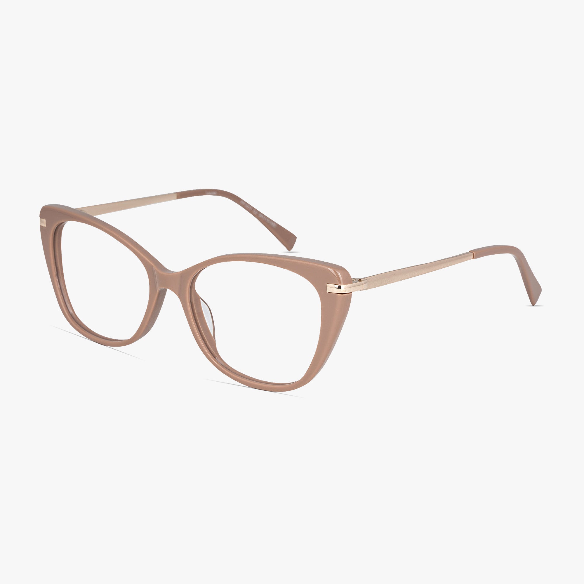 Lauren Cateye Cafe Cream Glasses for Women by Framesfoundry - Angle View