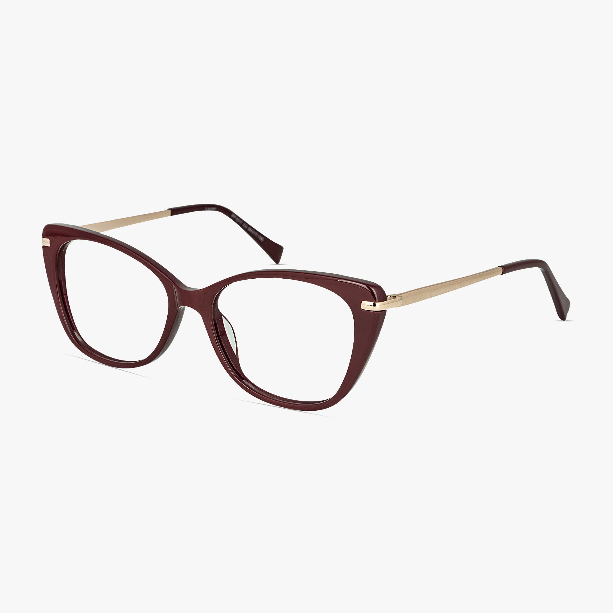 Lauren Cateye Burgundy Glasses for Women by Framesfoundry - Angle View