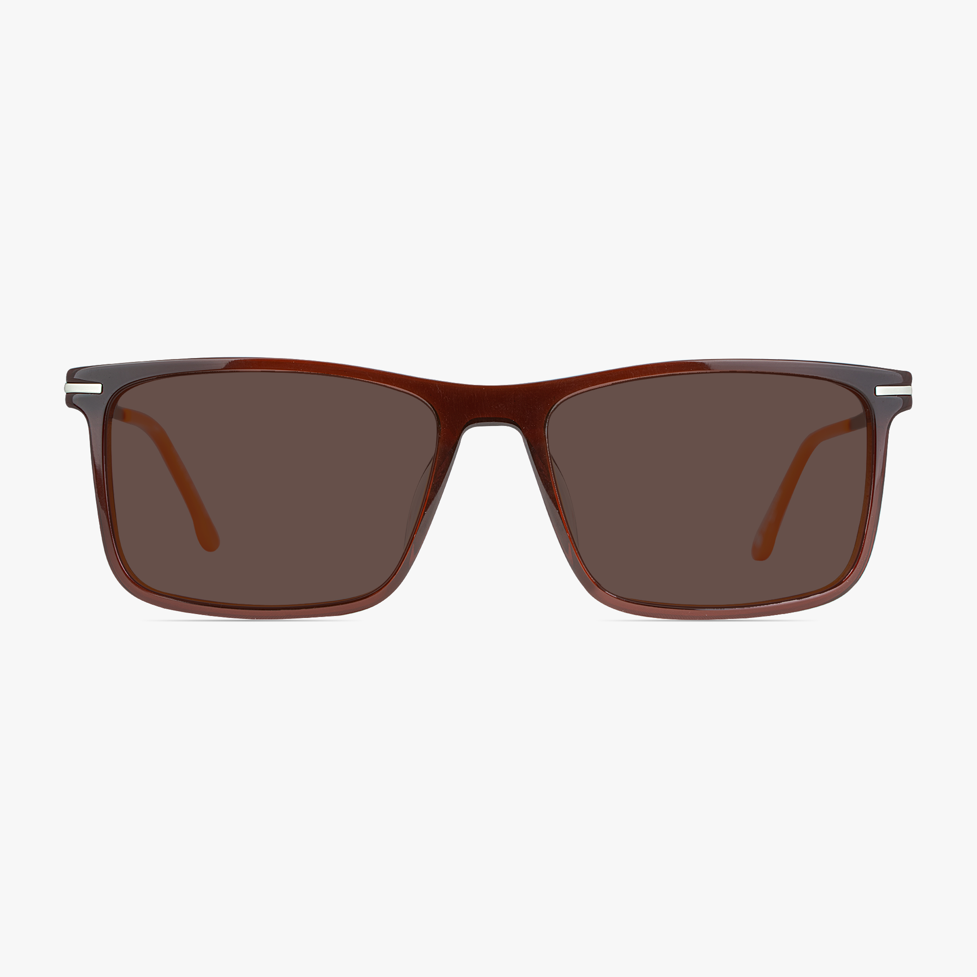 Dean Rectangular Brown Mixed Material Sunglasses for Men From Framesfoundry - Front View