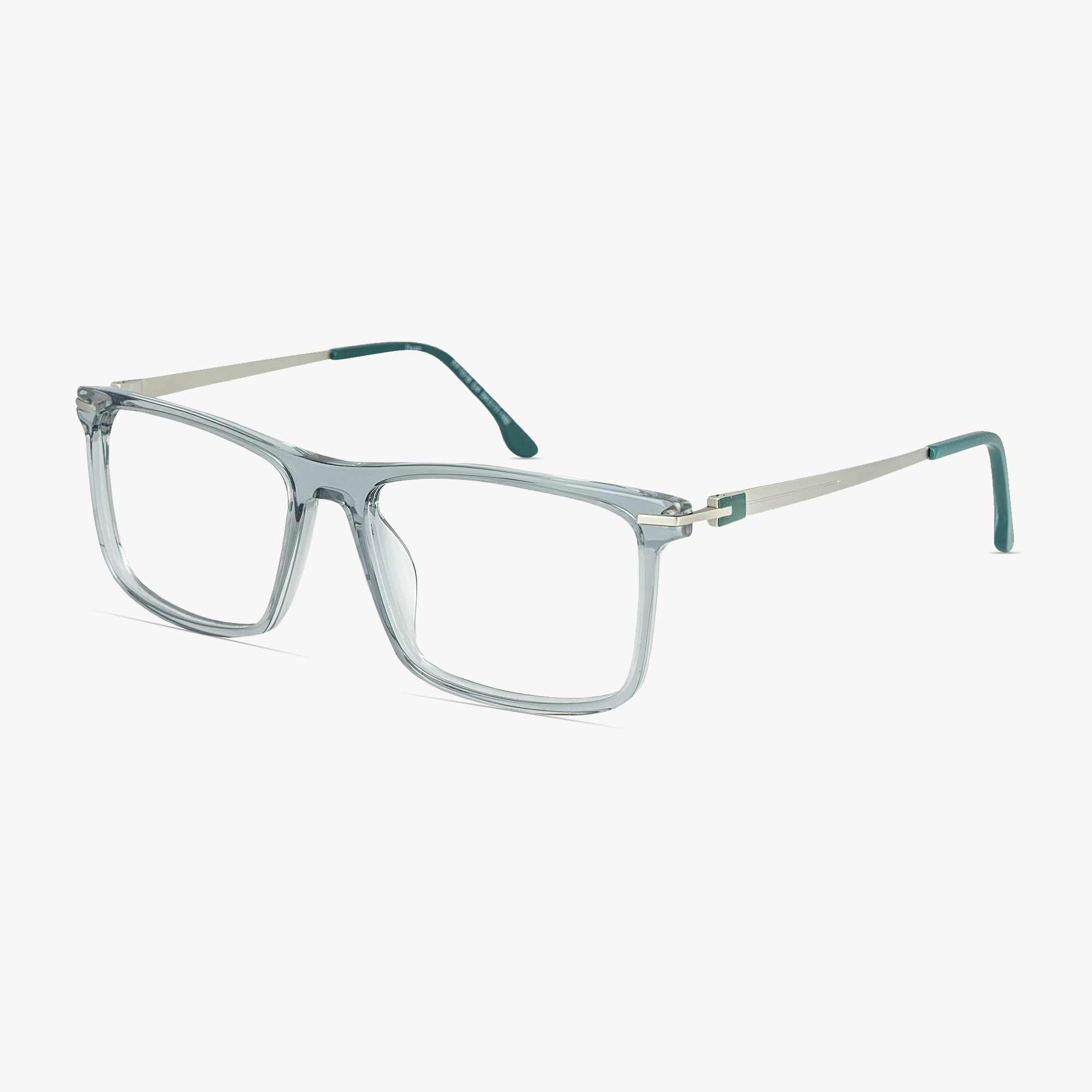 Dean Rectangular Clear Mixed Material Glasses for Men From Framesfoundry - Angle View