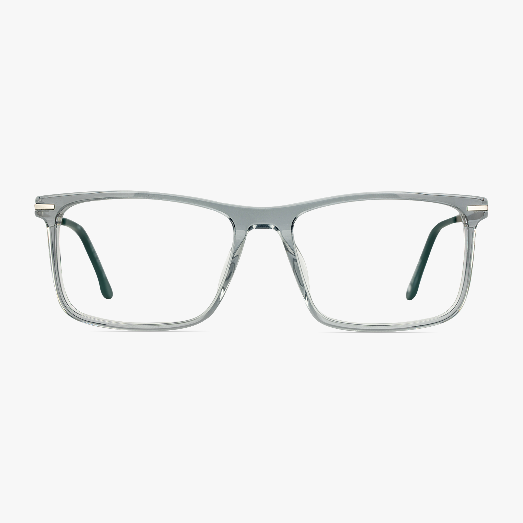 Dean Rectangular Clear Mixed Material Glasses for Men From Framesfoundry - Front View