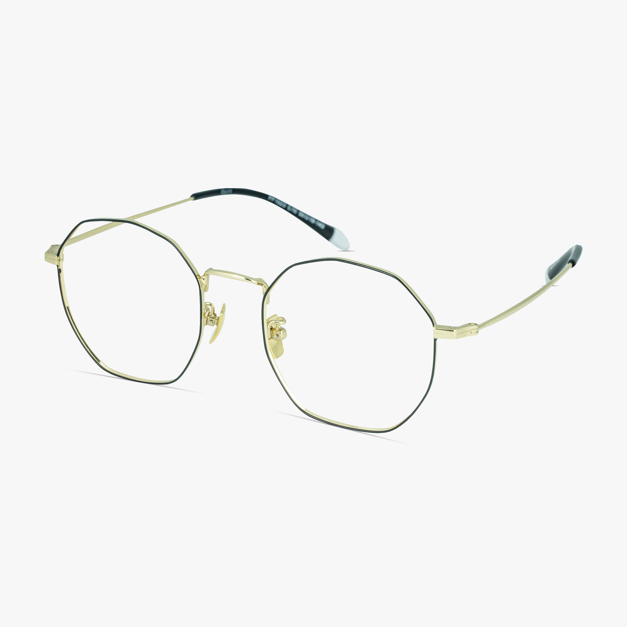 Ozzy Round Black Gold Titanium Glasses for Men and Women by Framesfoundry - Angle View