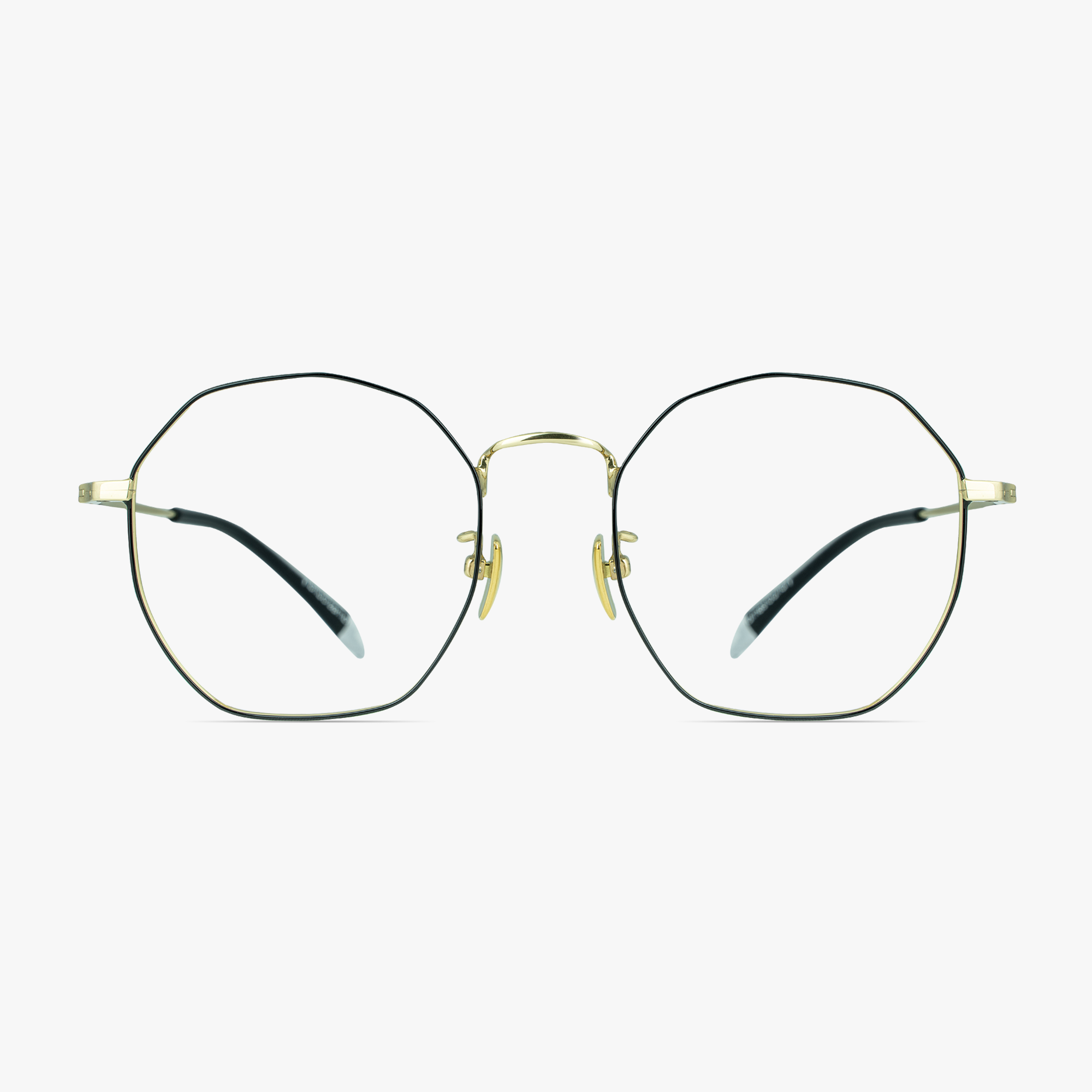 Ozzy Round Black Gold Titanium Glasses for Men and Women by Framesfoundry - Front View