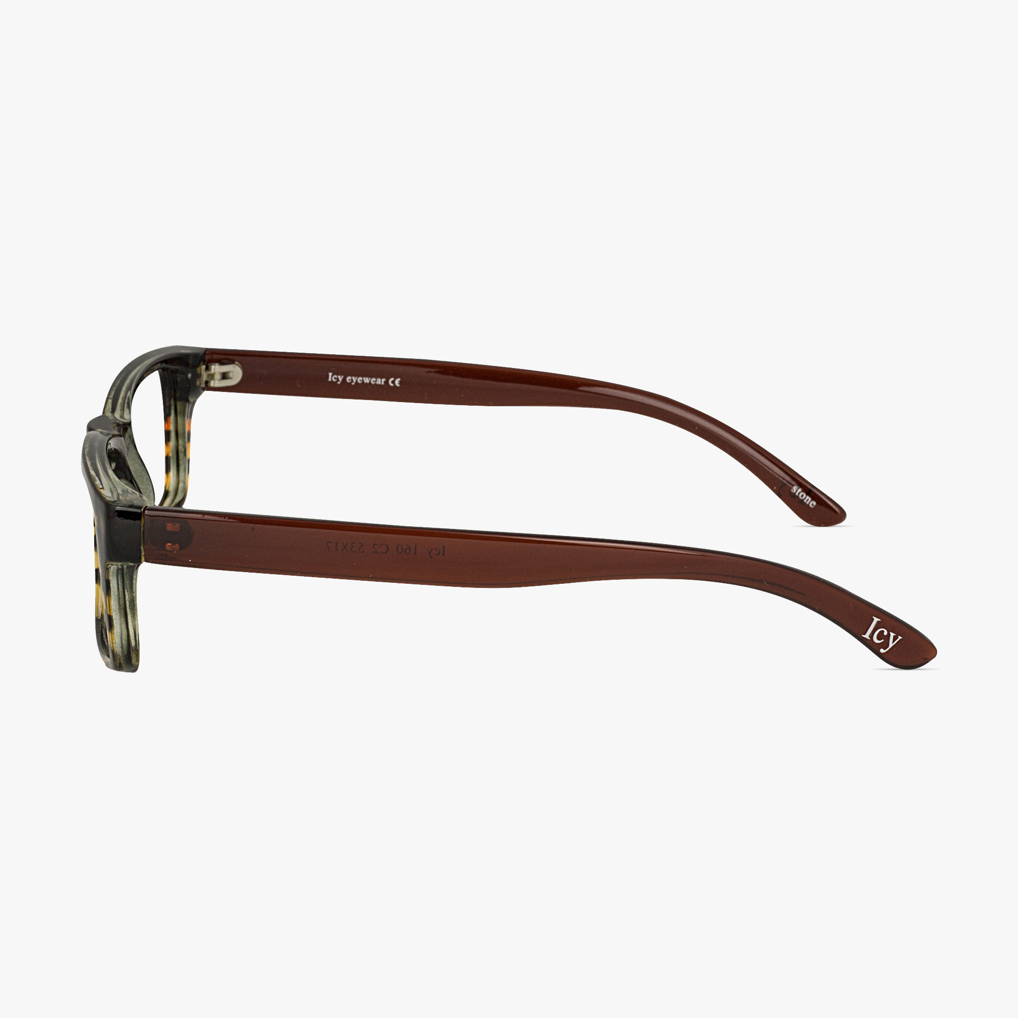 Icy 160 Rectangular Striped Jet Line Glasses for Men and Women from Framesfoundry - Side View