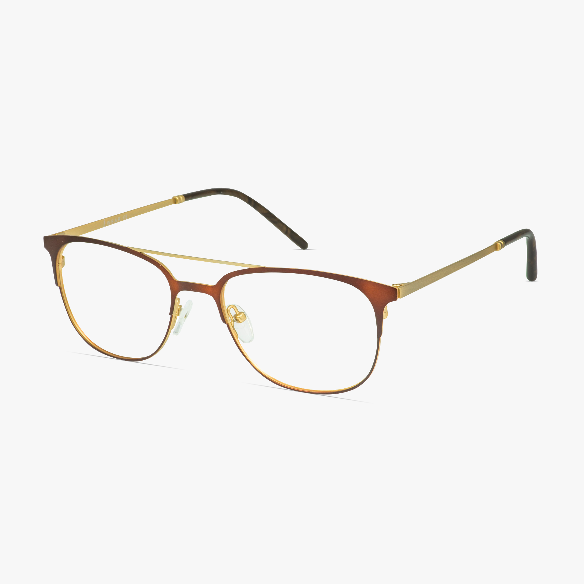 IWear 6074 Aviator Double-Bar Gold Oak Glasses for Men from Framesfoundry - Angle View
