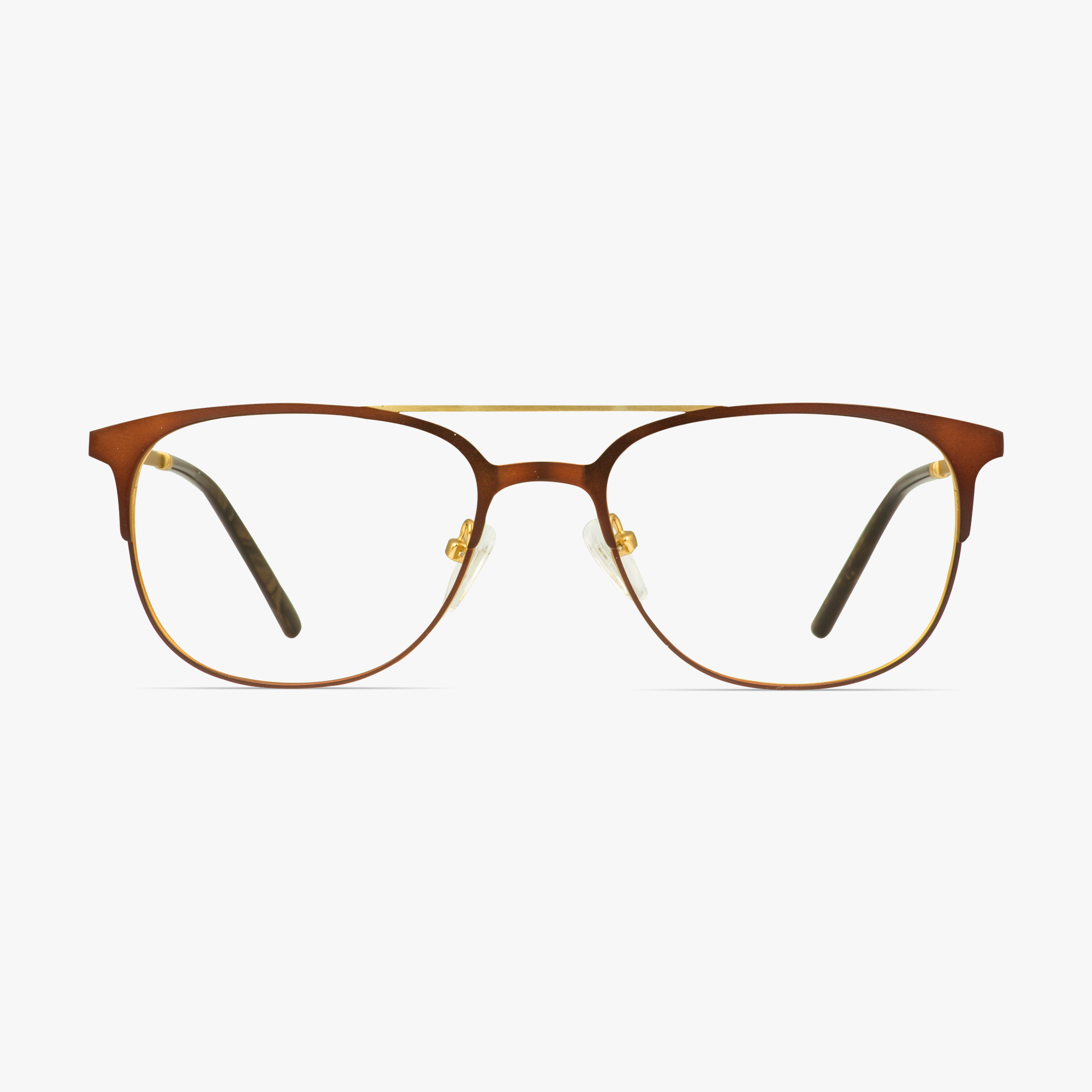 IWear 6074 Aviator Double-Bar Gold Oak Glasses for Men from Framesfoundry - Front View