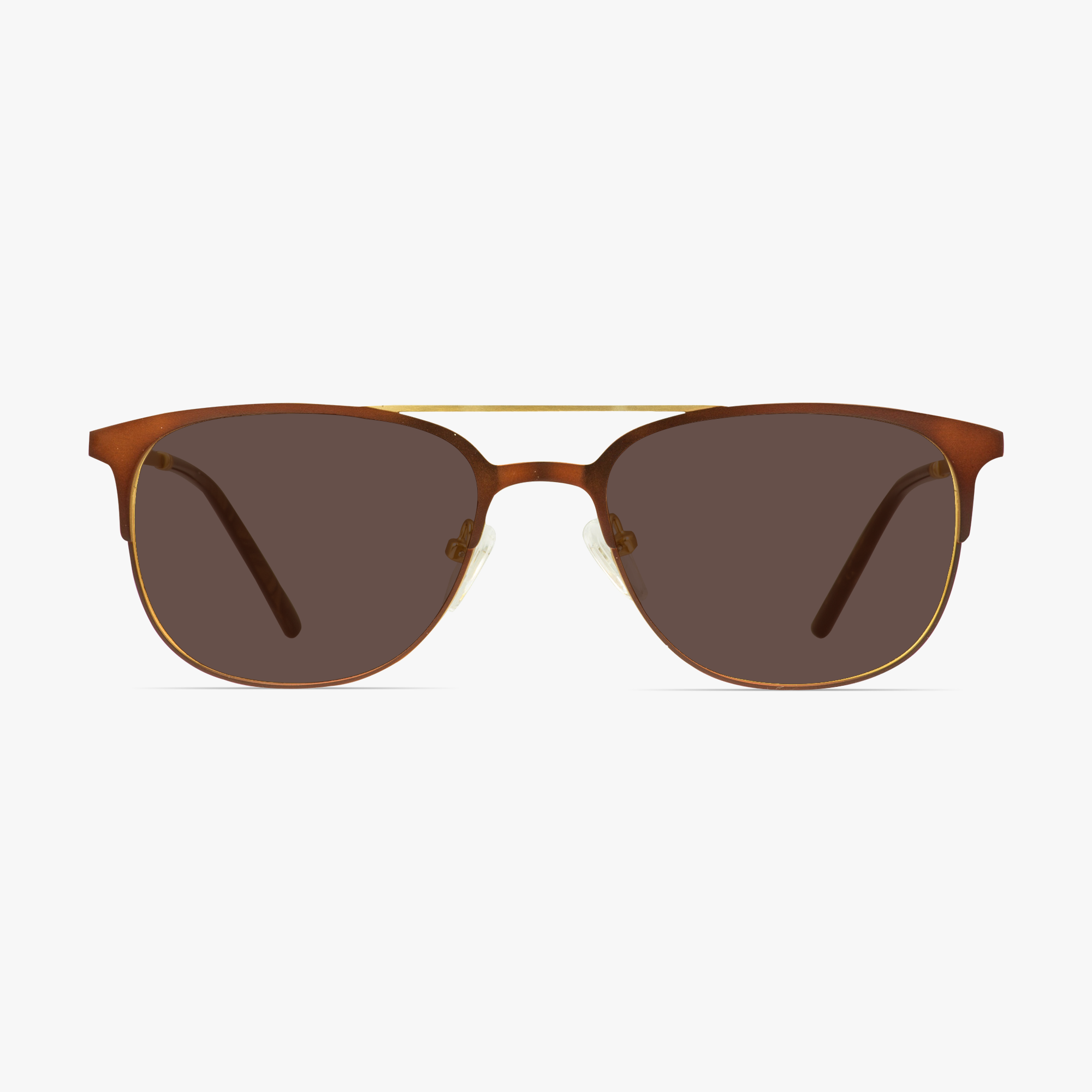 IWear 6074 Aviator Double-Bar Gold Oak Sunglasses for Men from Framesfoundry - Front View
