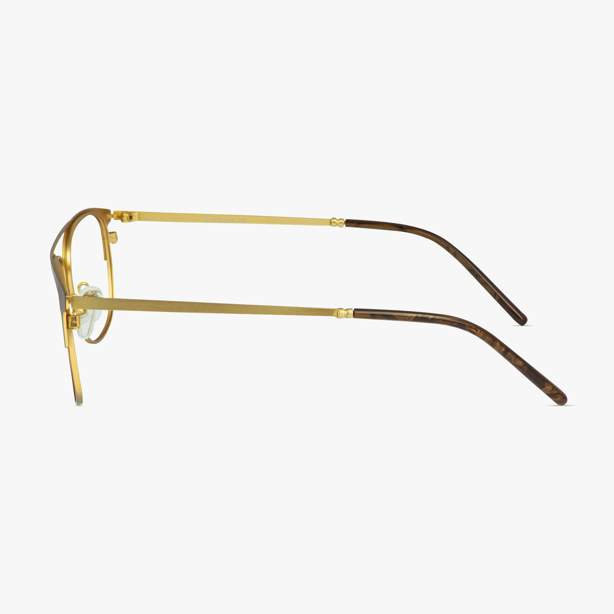 IWear 6074 Aviator Double-Bar Gold Oak Glasses for Men from Framesfoundry - Side View
