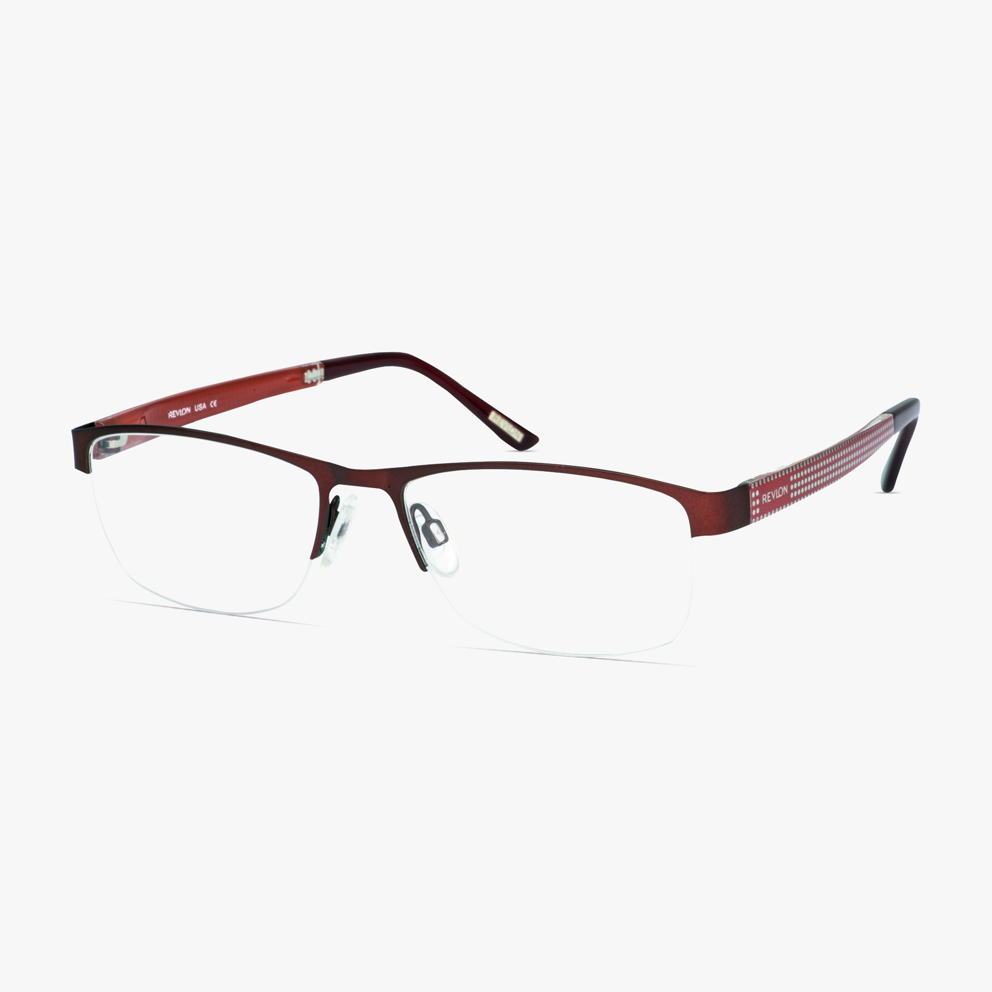 Revlon RV1331 Red Semi-Rimless Glasses for  Women by FramesFoundry - Angle View